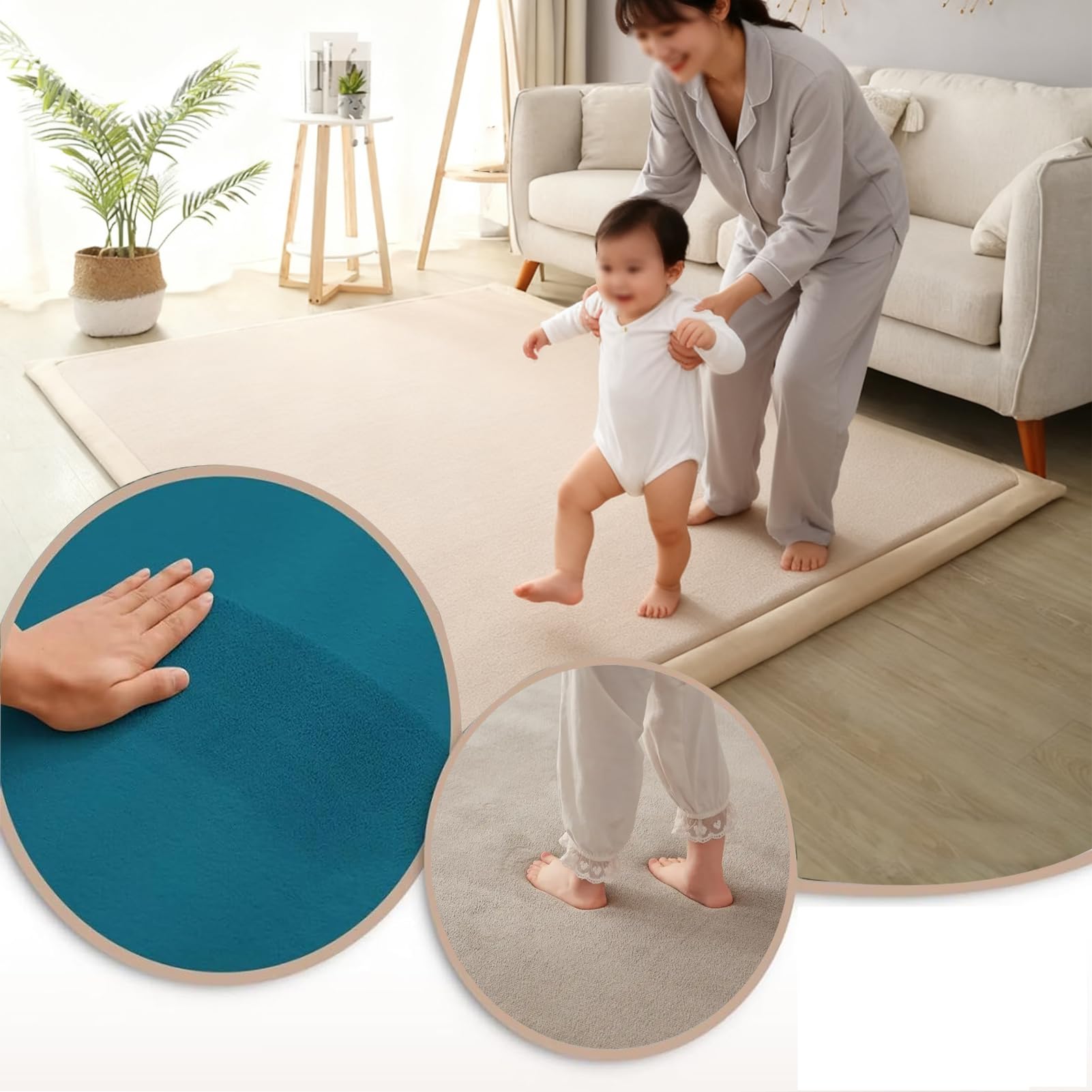 Krabbelmatte Baby Spielmatte Kinder 150 x 180 cm, Matte Spielmatte Baby, Groß Krabbelmatte Baby mit Rutschfester Unterseite, Krabbeldecke, Tatami Matte 2cm für Innen & Outdoor