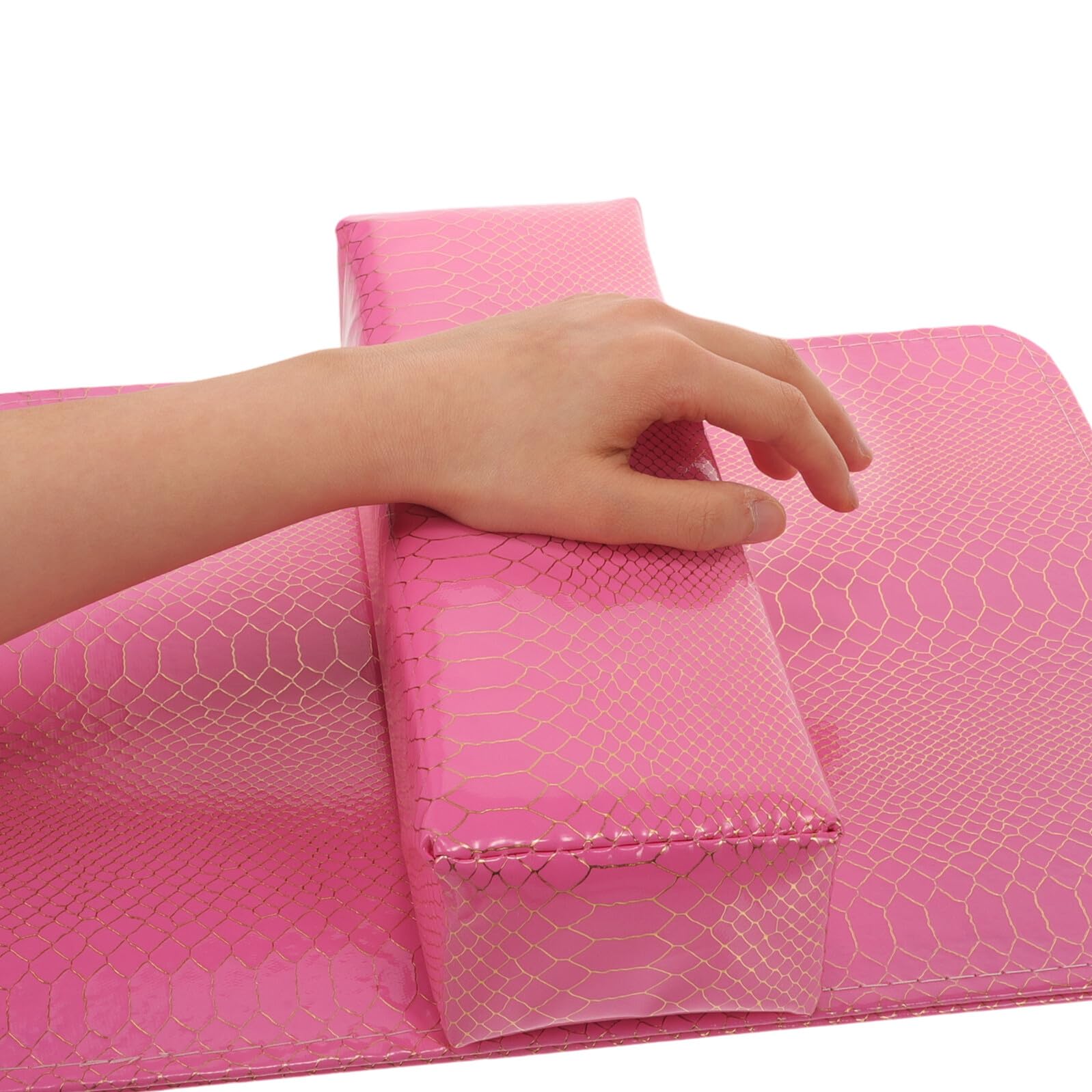 Cuscino per Manicure Unghie Rosa in Pelle Pu, Poggia Mani | Imbottitura in Spugna, Lavabile e Compatto, per Uso Salone e Casa, Design Elegante