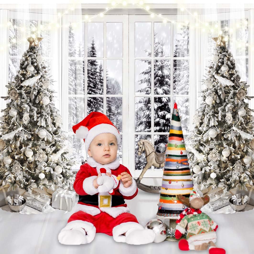 Christmas Photography Backdrop 10x8 FT - Winter White Holiday Background