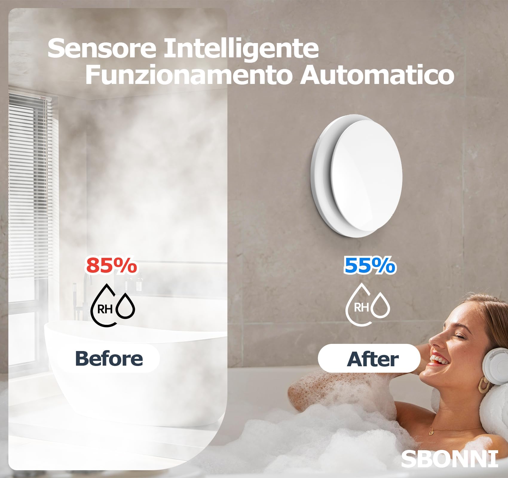 Aspiratore Bagno 100mm 3 Velocità, Ventola Aspirazione con Sensore di Umidità Temperatura Timer Telecomando, Silenzioso Potente Ventilatore Bagno Cucina Cantina, Estrattore Aria P109