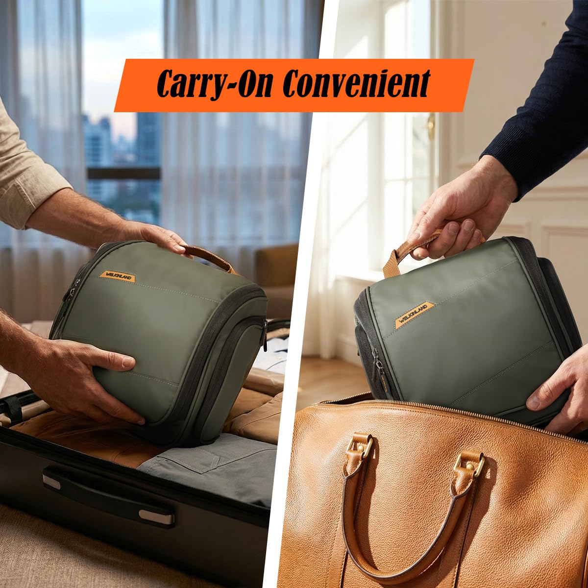 WELKINLAND Neceser colgante de 13 bolsillos, bolsa de aseo impermeable para hombre, kit de viaje grande para hombre, bolsa de viaje para baño, bolsa de viaje totalmente abierta para hombres, bolsa de