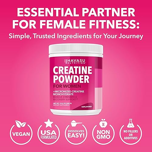 Miniatura 8 de Creatina para mujeres, formulada para mujeres, monohidrato de creatina micronizada de 0.11 onzas por porción para apoyar la energía, la masa