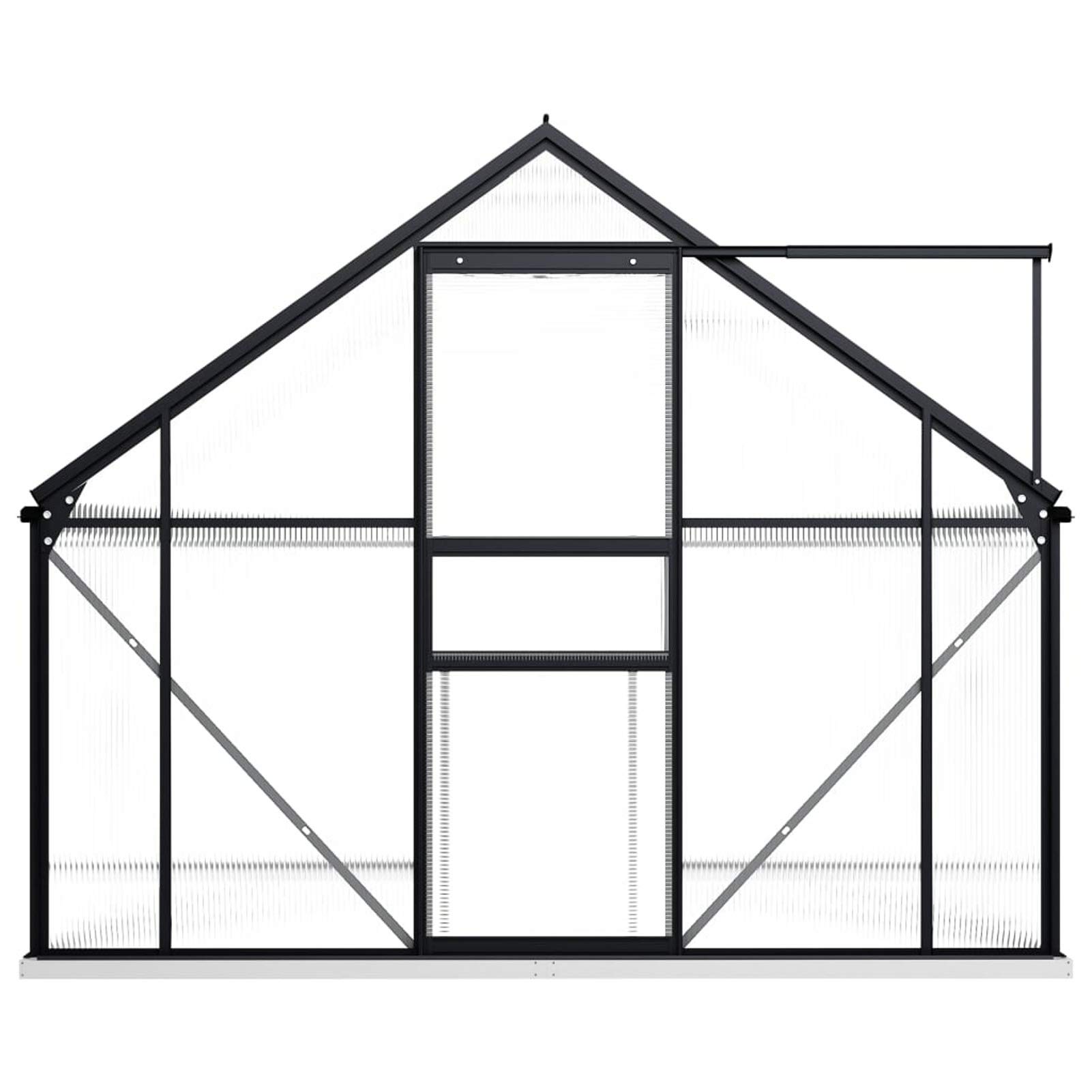 Tidyard Gewächshaus mit Fundamentrahmen Gartengewächshaus Treibhaus UV-beständig Frühbeet Pflanzenhaus Anthrazit Aluminium 4,75 m³