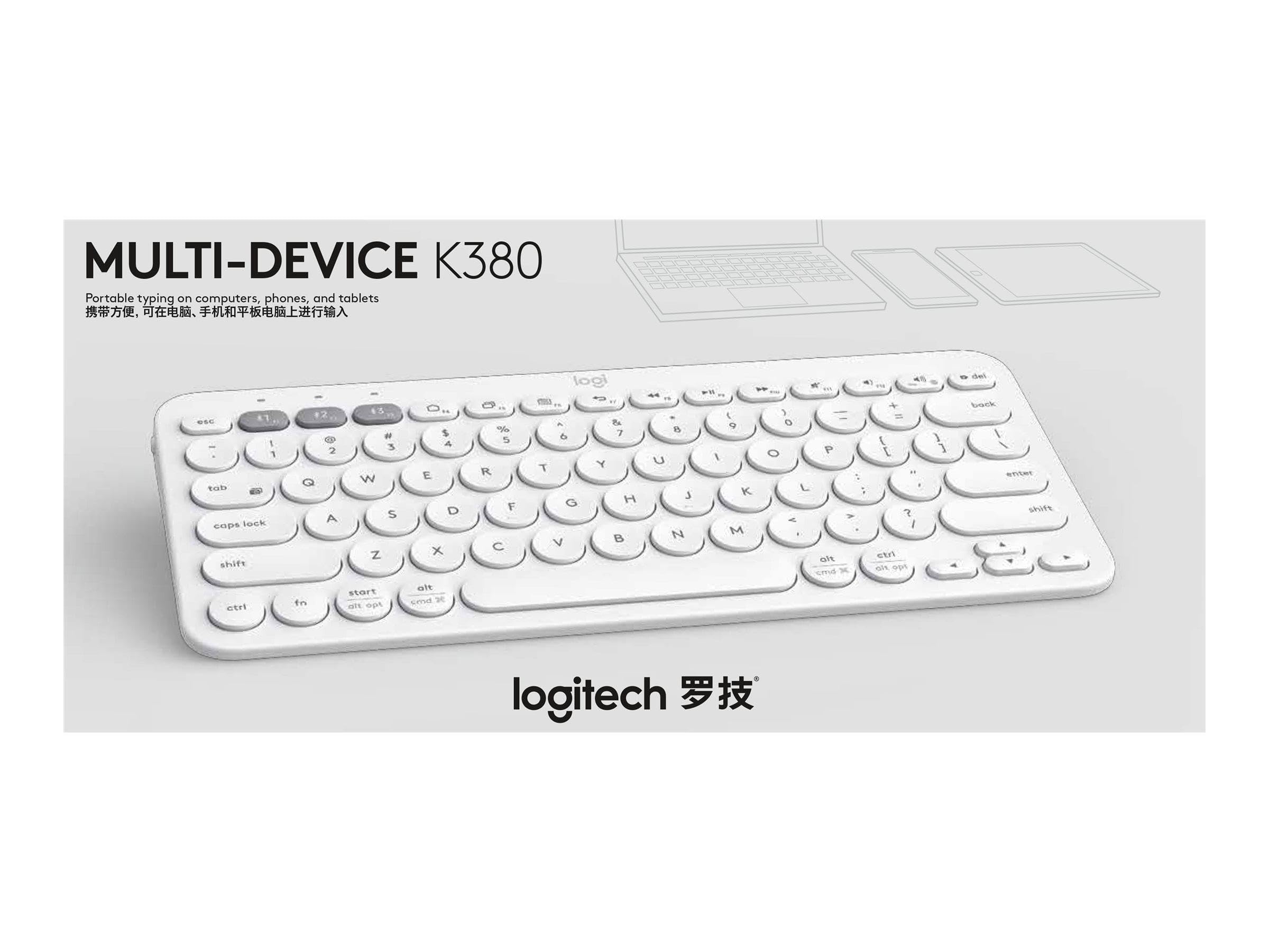 Logitech K380 Tastiera, Layout Tedesco Qwertz, Bianco
