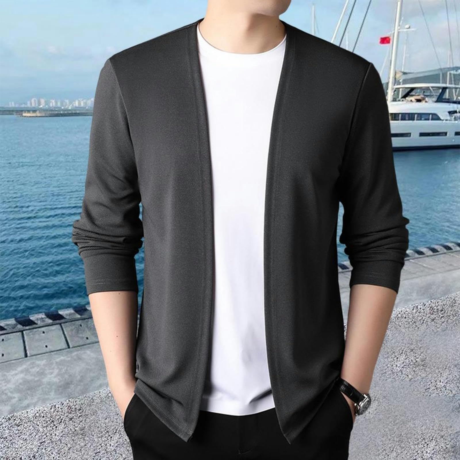 Maglione Uomo Significa Classica Maglione Slim Fit Cappotto Maglione Elegante Cardigan Maschile per Maschio di Primavera Autunno Casual Maschio-albicocca-2xl