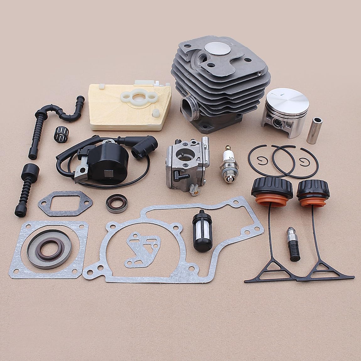 Części do kosiarki 52mm zestaw tłoka cylindra gaźnika do pilarek Stihl 038 MS380 1119 020 1202 piły łańcuchowe benzyna części narzędzi ogrodowych