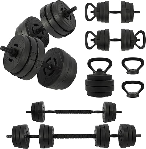 Multi-Functional Portable Changeable Dumbbell and Barbell Kettlebell Set with Adjustable Weights, Multiple Styles