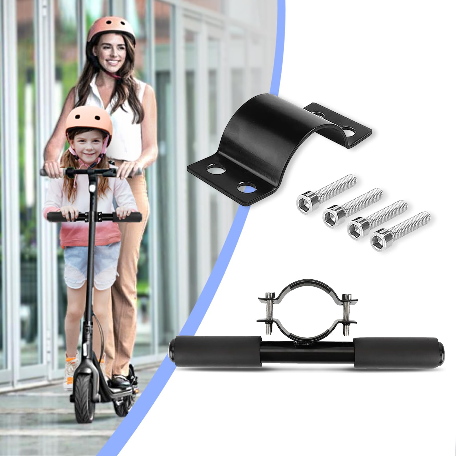 SYACHI Uchwyt dla dzieci regulowany do elektrycznego skutera dziecięcego G30 Max, uchwyt antypoślizgowy, kompatybilny z Segway Ninebot ES1 ES2 ES3 ES4 E22 E25, kolor czarny