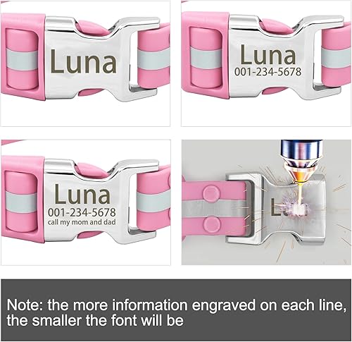 Miniatura 4 de Collar de perro personalizado impermeable y reflectante con placa de nombre, collar de perro de PVC fácil de limpiar con hebilla grabado nombre y