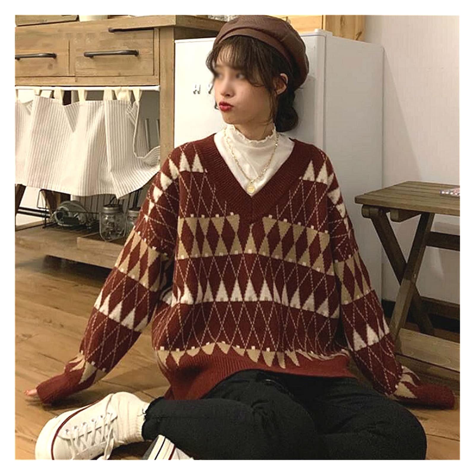 STRAW Sweaters Women V-Neck Ladies Student Lazy Style Popular Winter Womens  Sweater Ladies Sweater (Color : A, Size : Same Size) : Amazon.ca: Clothing,  Shoes u0026 Accessories