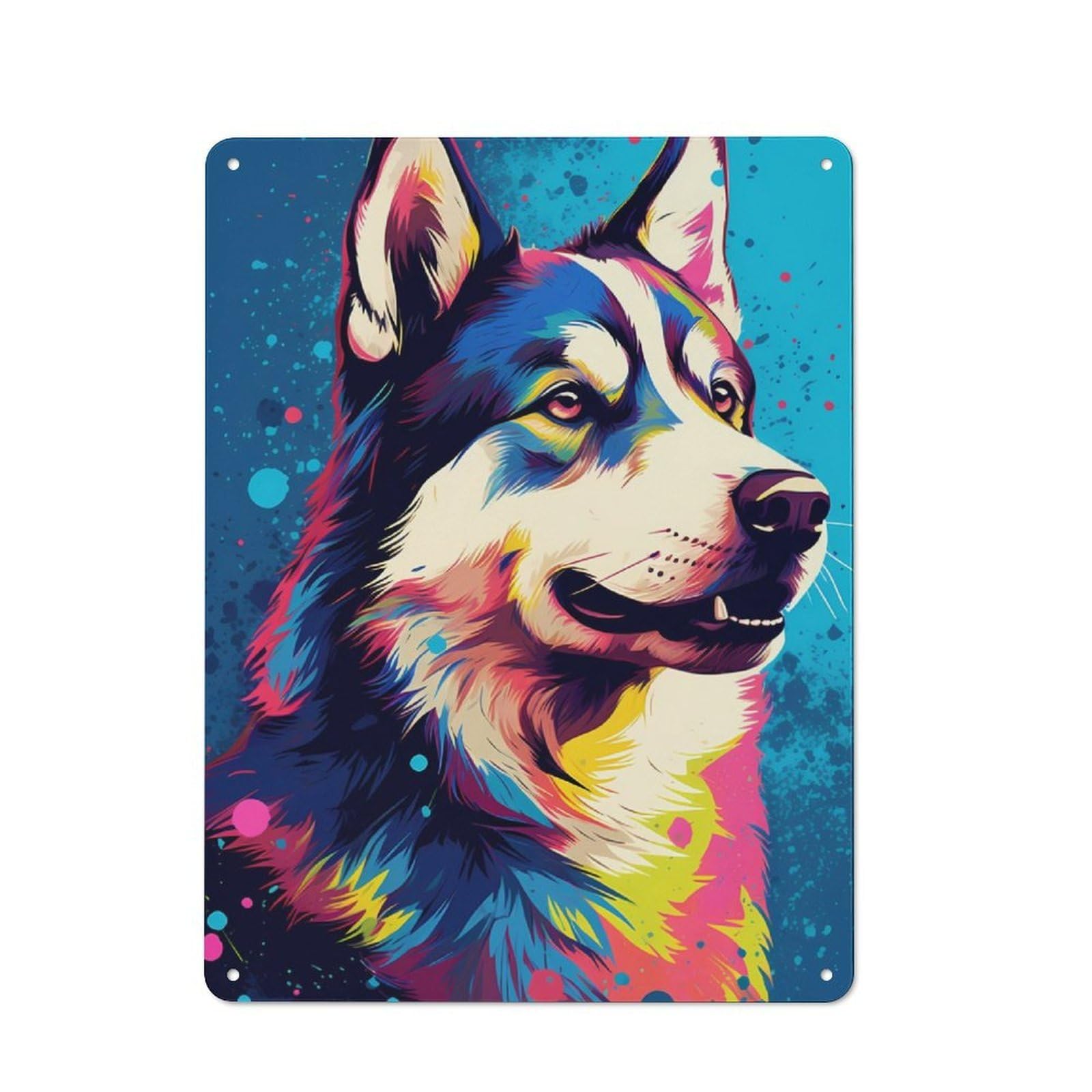 Junmoney Husky Animals For Lounge Or Reading Corner, Retro Metal Sign 40X30cm, For Metal Sign Collectors, For Garage And Workshop Walls