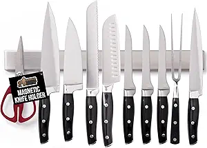 GORILLA GRIP Stainless Steel Magnetic Knife Holder for Wall, 18 Inch, Multi-Purpose Magnet Bar for Knives, Tools, Art Supplies, Heavy Duty Strip Holds Up to 6 lbs, Kitchen Organizer, Drilling Required