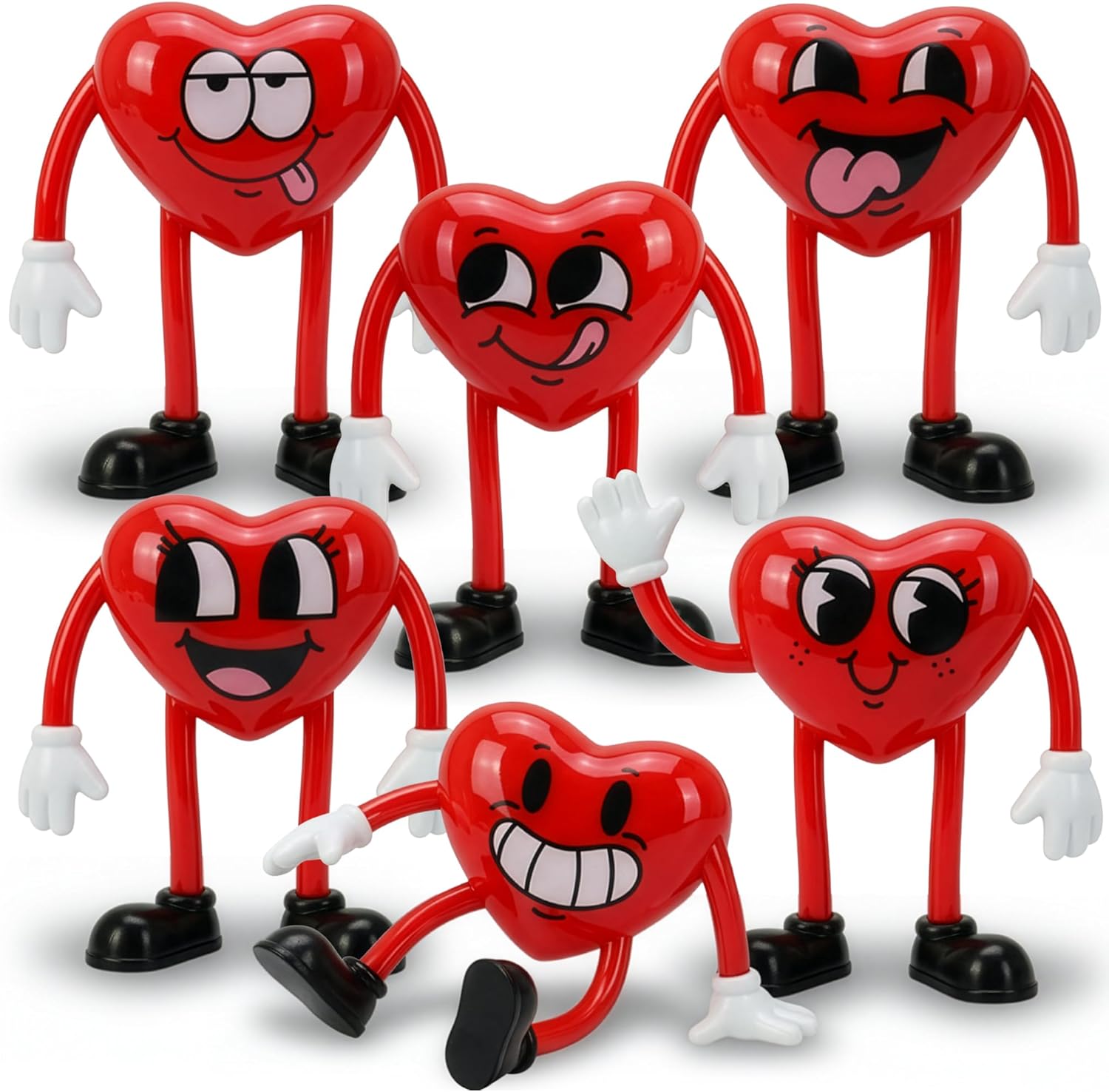 ArtCreativity Heart Bendables - 12 Pack - Bendable Valentine Toys for Kids - Valentine Gift Party Favors for Boys & Girls, Stress Relief Fidget Toy, Educational Toys for Kids, Goodie Bag Stuffers