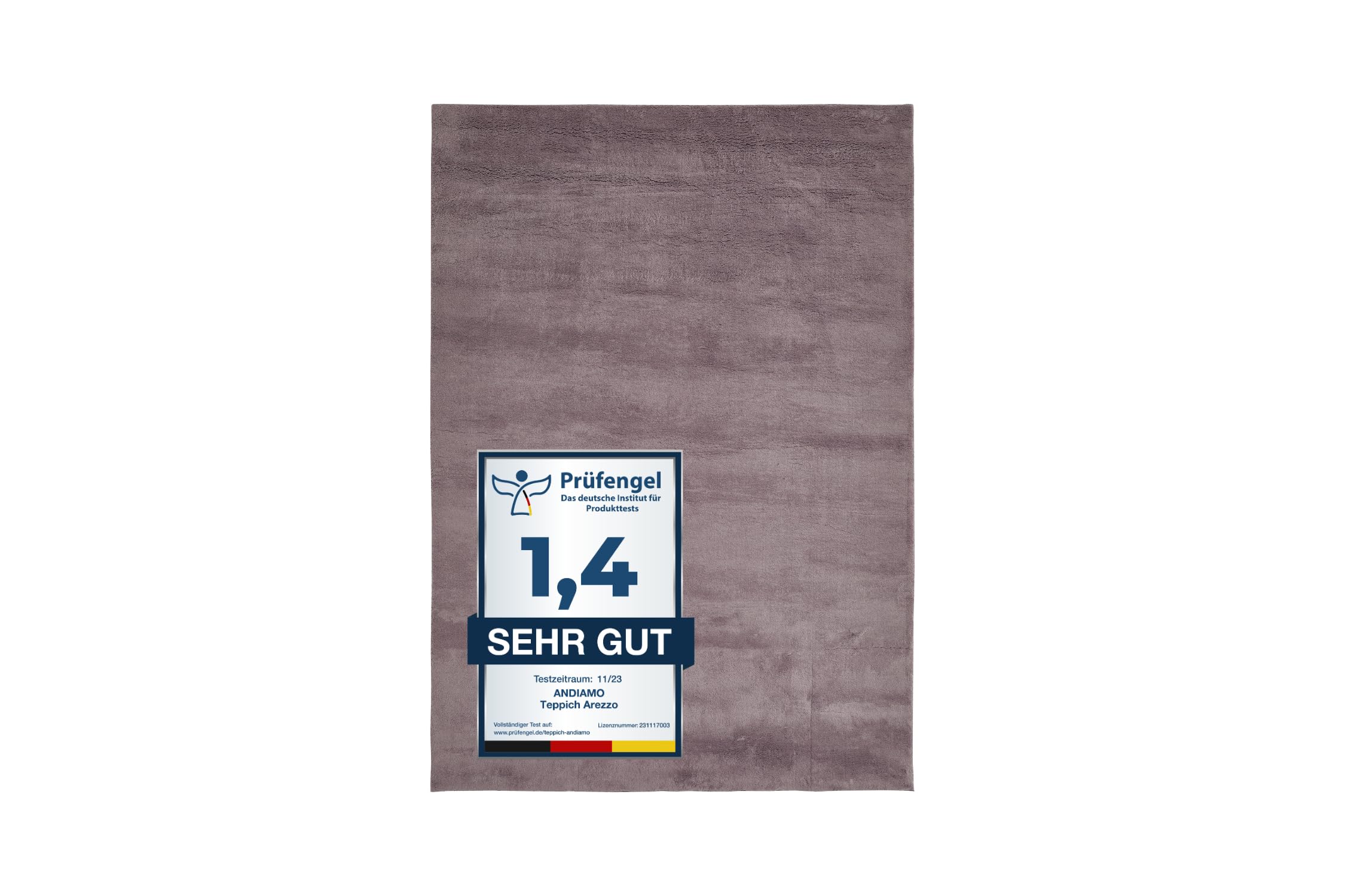 andiamo Teppich Arezzo waschbar Wohnzimmer Esszimmer pflegeleichter eleganter gemütlicher Wohnzimmerteppich Fellteppich einfarbig 60 x 110 cm Lavendel
