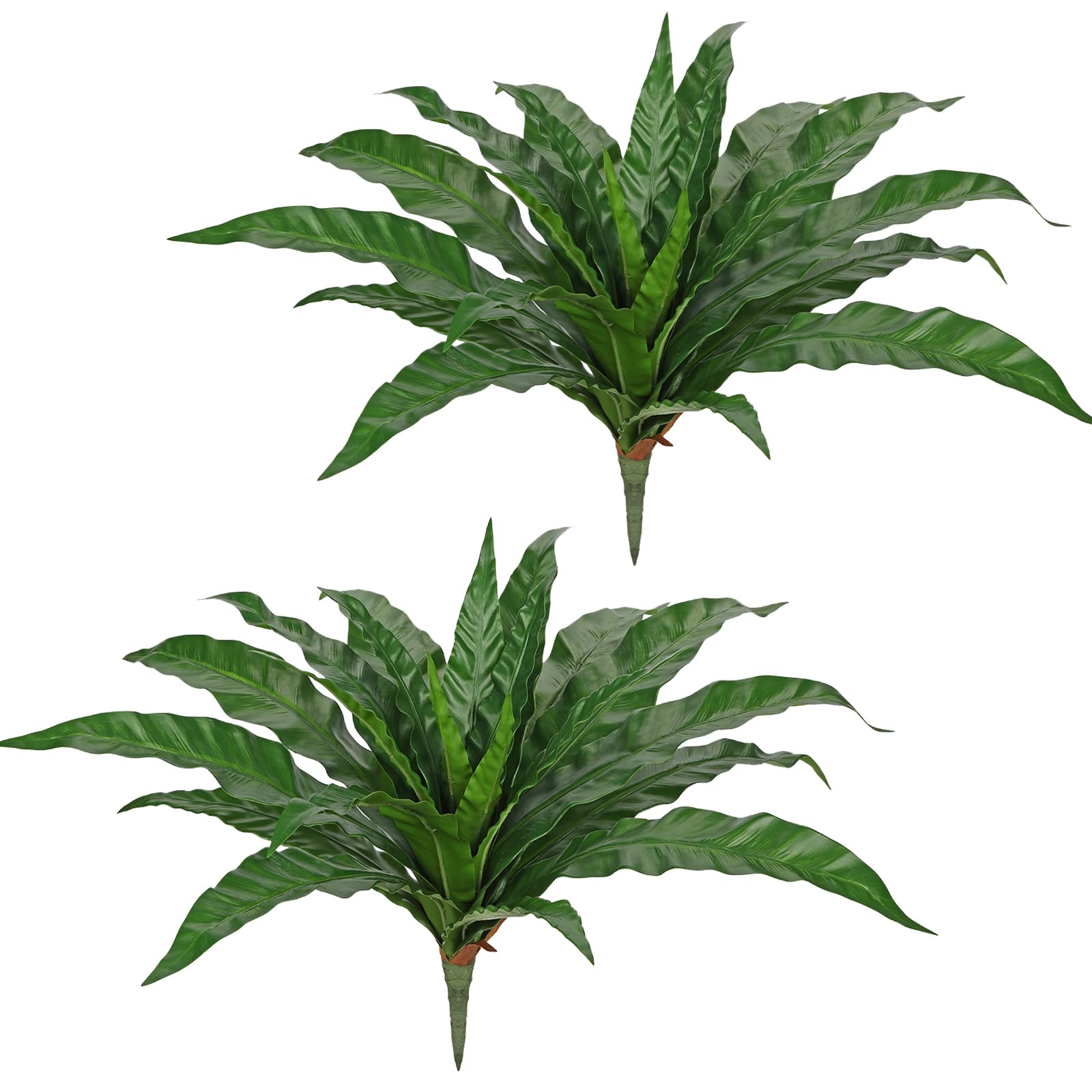 Artificial Plants Indoor Set of 2 Greenery Stems Birds Nest Ferns Fake Plants Real Touch Succulents Plants Artificial Shrubs Tropical Faux Branches