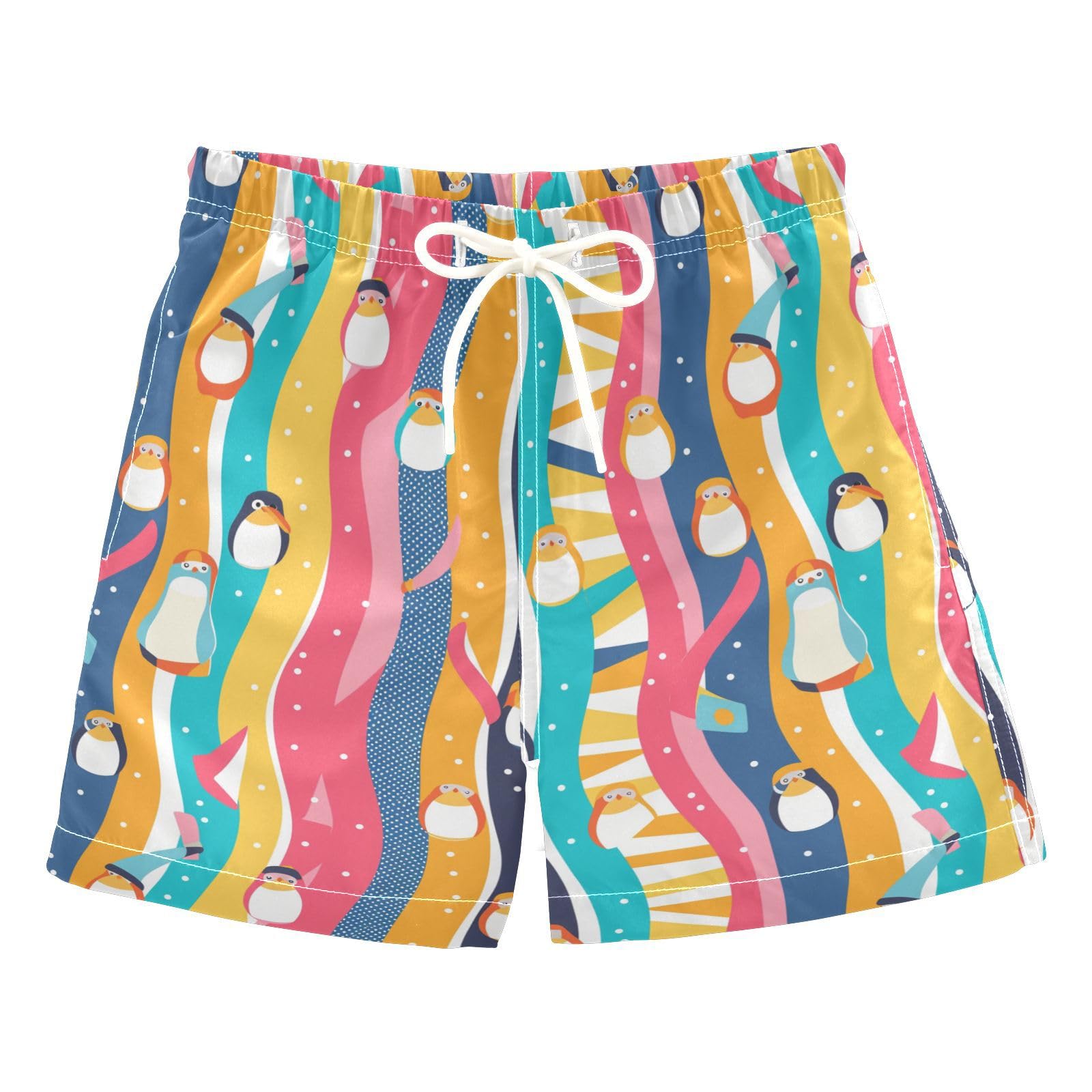 Zathe Christmas Penguin Boys Swim Trunks Vacation Boys Toddler Kayaking Shorts Kids Swimwears Teen's Presents XL 12Y