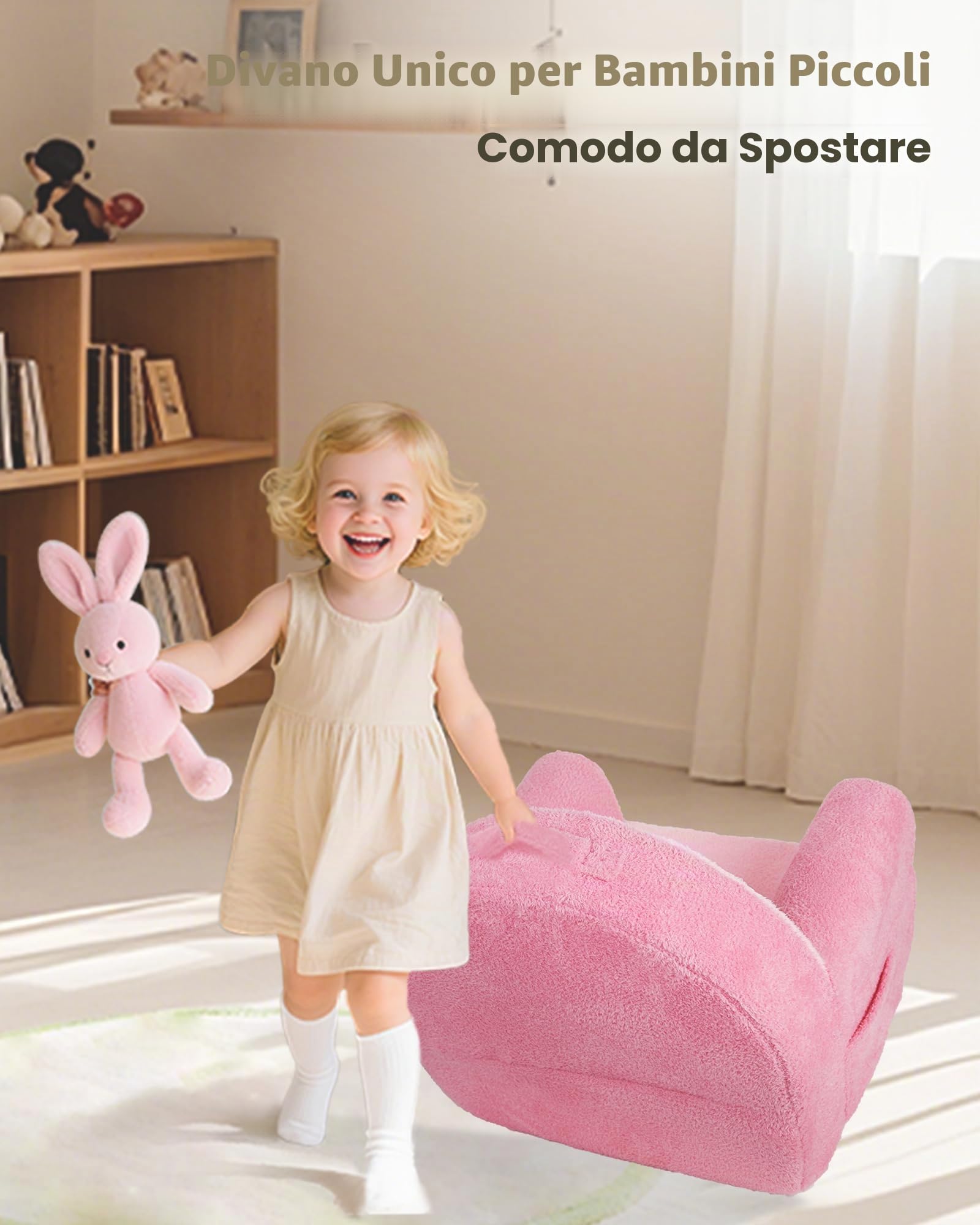 Heypappy Divano per Bambini, Divanetto Schiuma Confortevole con Copertura in Morbido Velluto, Sofà Bimbi per Giocare e Studiare, che si Abbina Bene a Qualsiasi