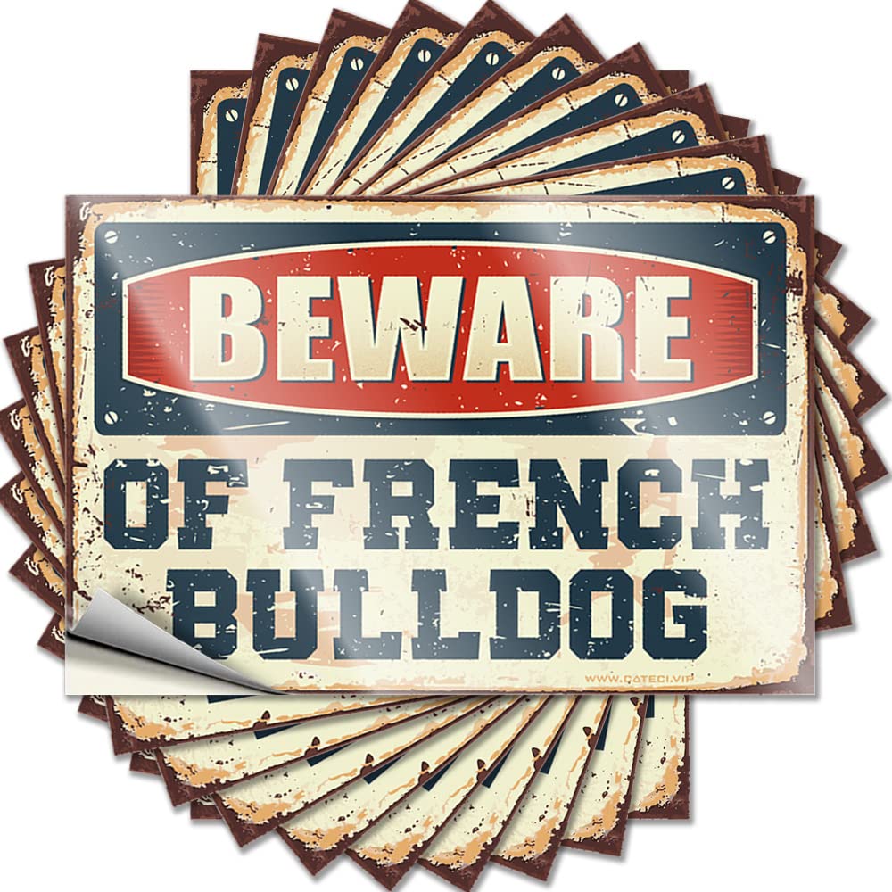 Funny Sticker Gifts Custom Stickers, Bottle Waterproof Beware of French Bulldog for Hydro Flask | Funny Vinyl Decals for Microfiber Holiday Gift(12X18CM)