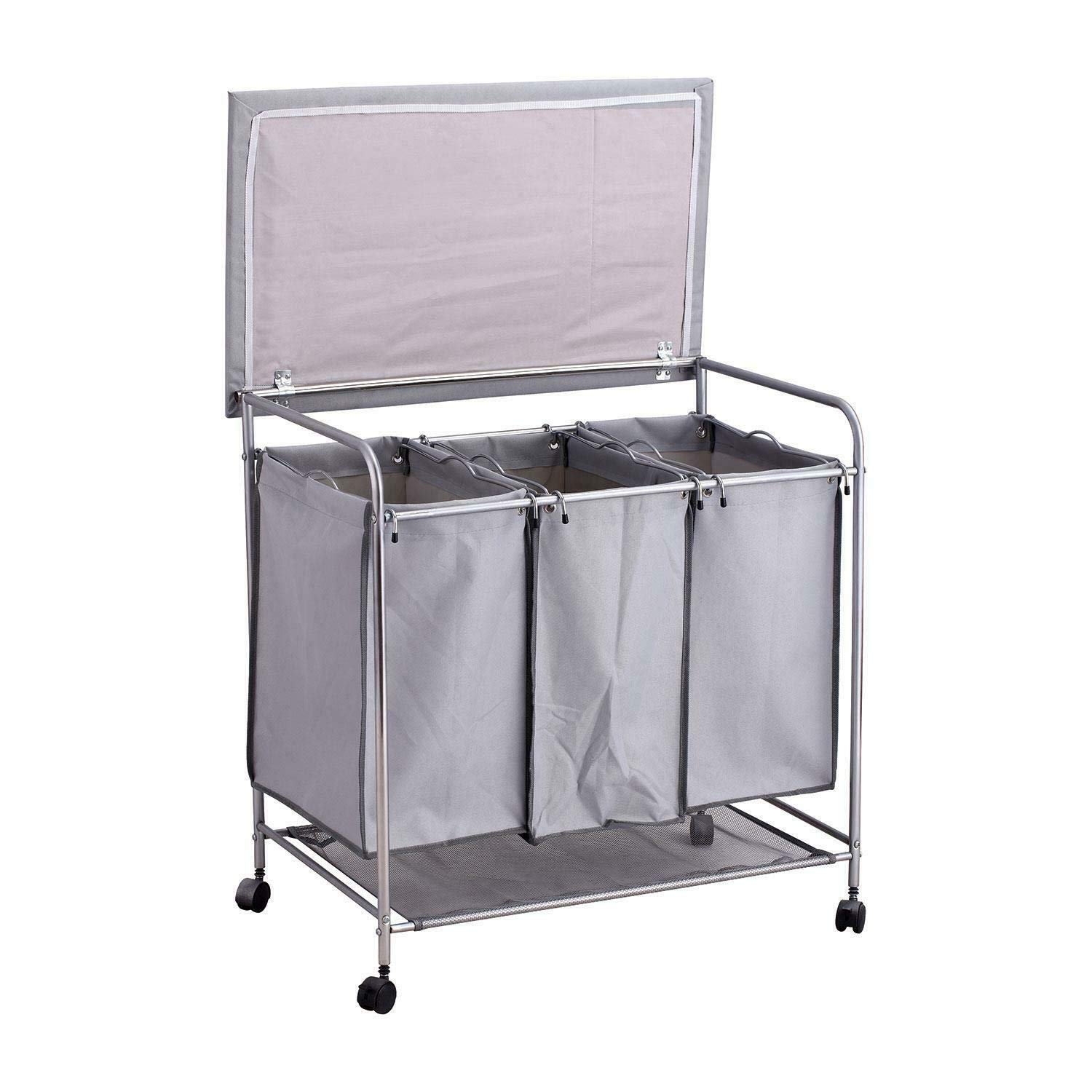 Rolling Laundry Sorter Cart with Ironing Board, Laundry Basket Laundry