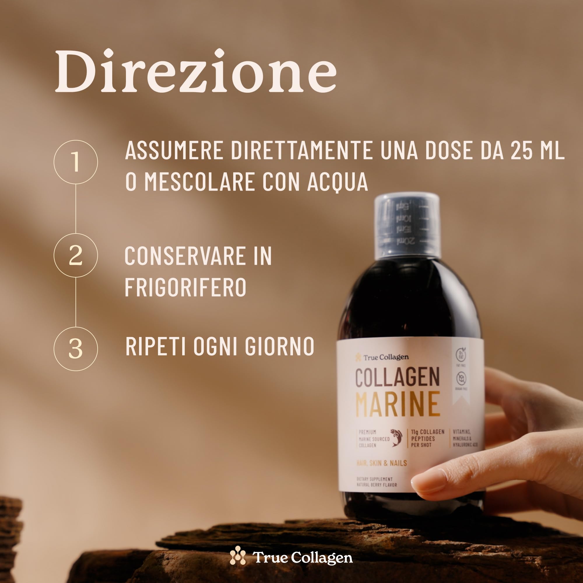 True Collagen - Premium 11000mg collagene marino 500 ml I collagene idrolizzato puro (Tipo I e III) I acido ialuronico, biotina, skin I, capelli, chiodi I vitamine e minerali - senza zucchero