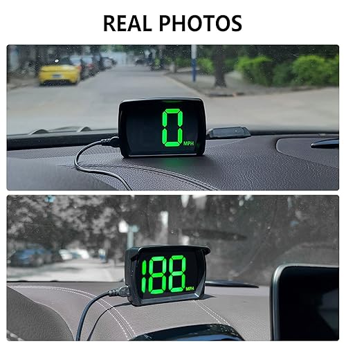 Miniatura 6 de Liiiyuan Velocímetro HUD, medidor de velocidad digital GPS con MPH, pantalla frontal para todos los coches, cable USB Plug & Play