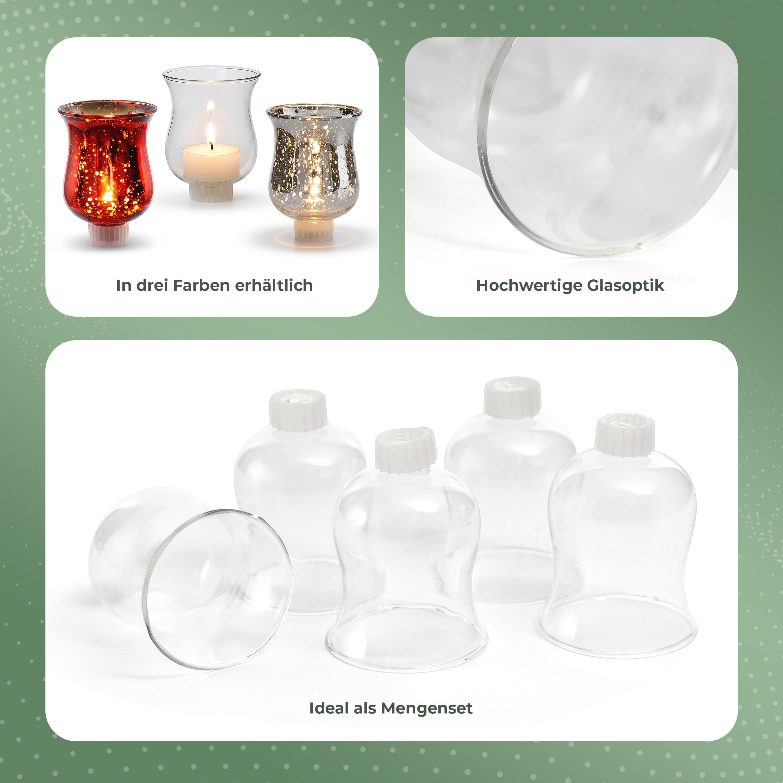 Novaliv Lot de 12 photophores en verre transparent 8 cm pour chandelier, couronne de l'Avent
