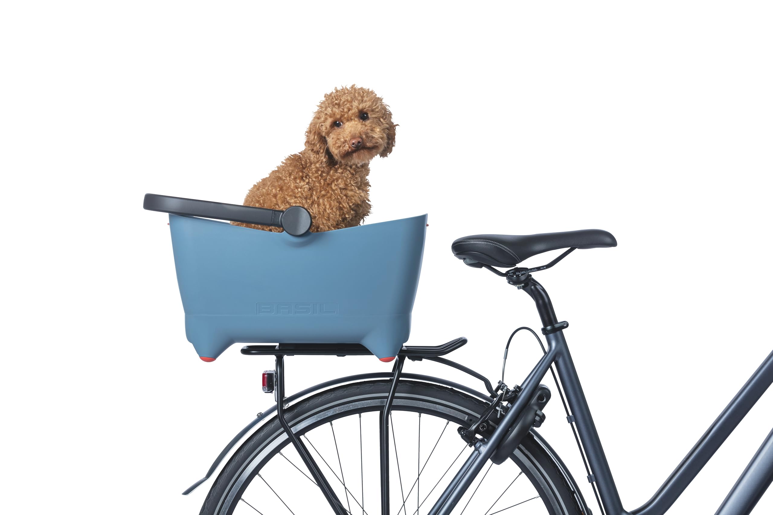 Basil Buddy MIK Panier de vélo pour Chien - 32 l, Bleu, Robuste, avec système MIK verrouillable et Plaque de Transport MIK, Parfait pour Le Transport sûr des Chiens
