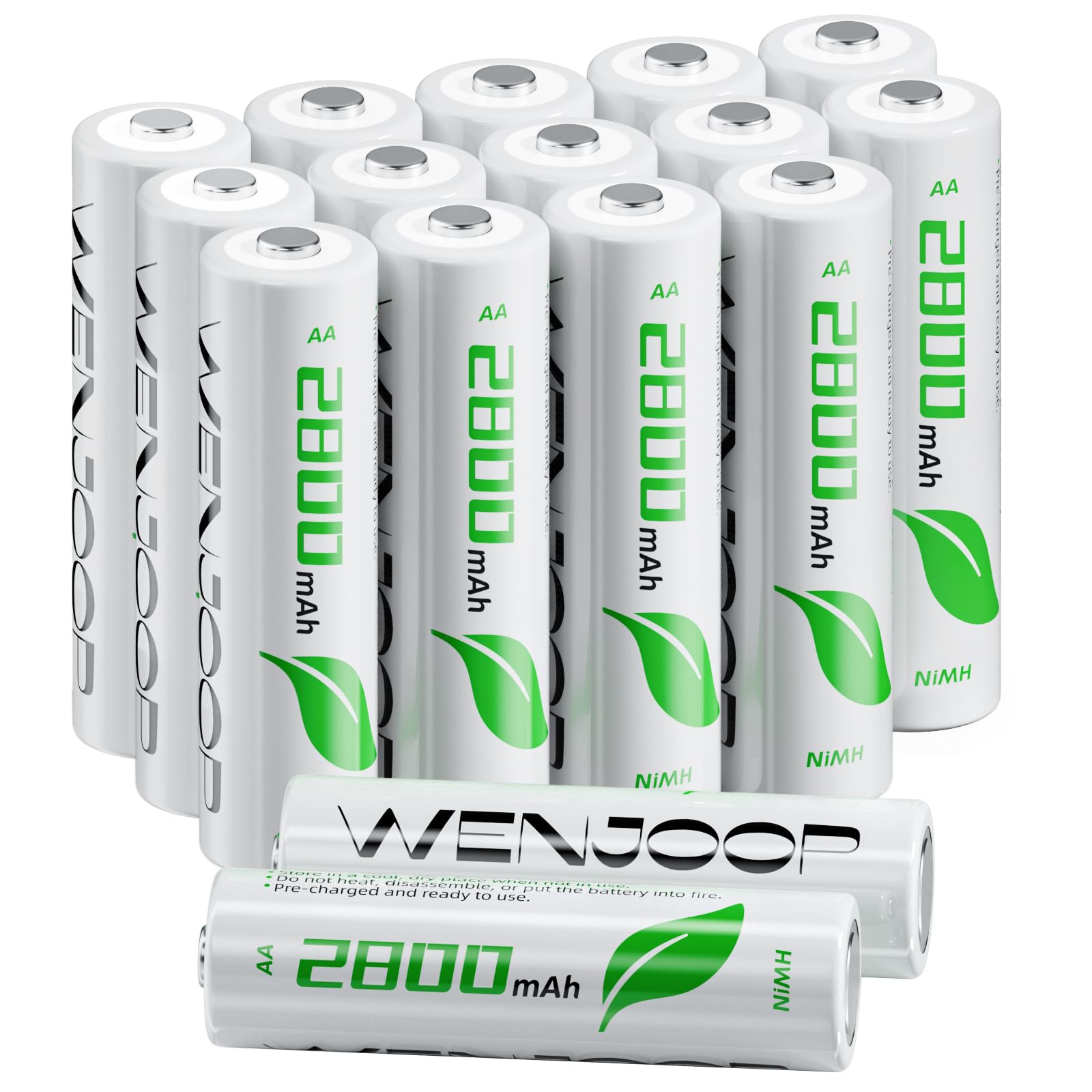 Rechargeable AA Batteries, 2800mAh High Capacity, NiMH AA Rechargeable Batteries 16Pack Double AA Batteries for Household, Toys & Gaming Controllers - Long Battery Life 1.2V Low Self Discharge