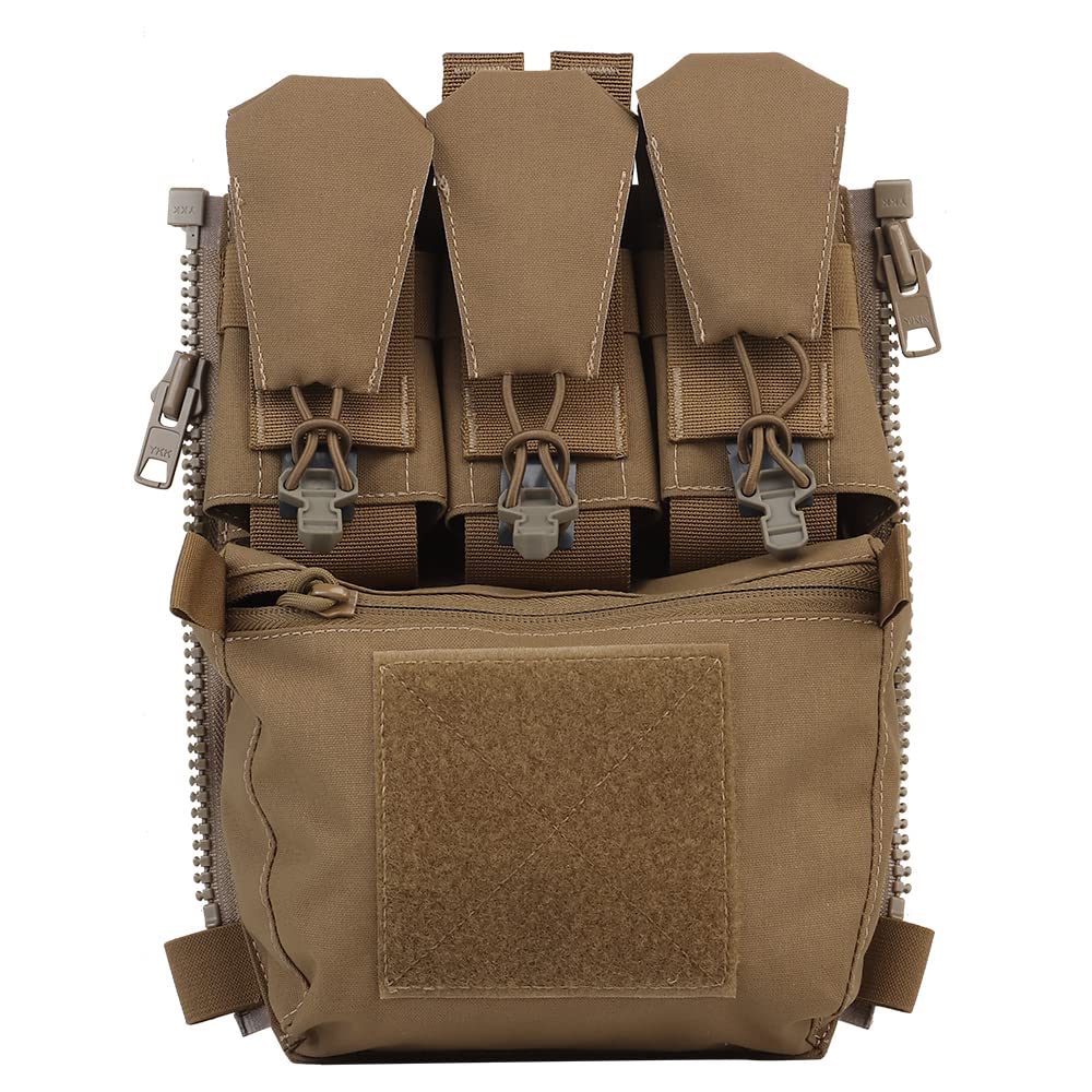 WarmHeartting Tactical Zip-on Panel Pouch with Magazine Pouch Expanding Pockets for FCPC Military Gear, Tactical Back Panel Banger Pouch GP Pocket Retention Flap