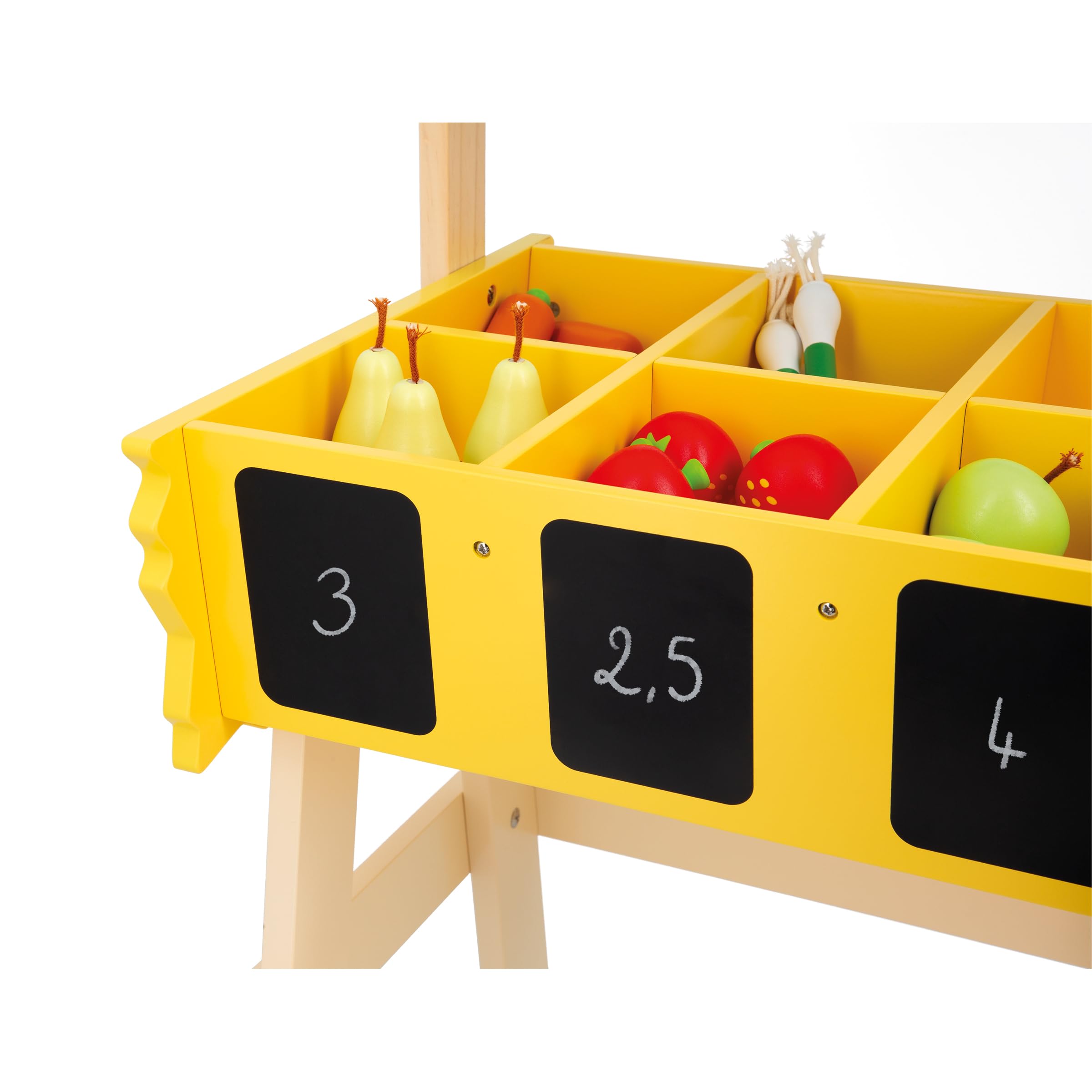 Janod - Tienda Infantil Farm Market - Juguete de Imitación Infantil - 32 Accesorios - Estimula la imaginación - Juguete de Madera FSC - Pintura al Agua - A Partir de 3 años, J03322