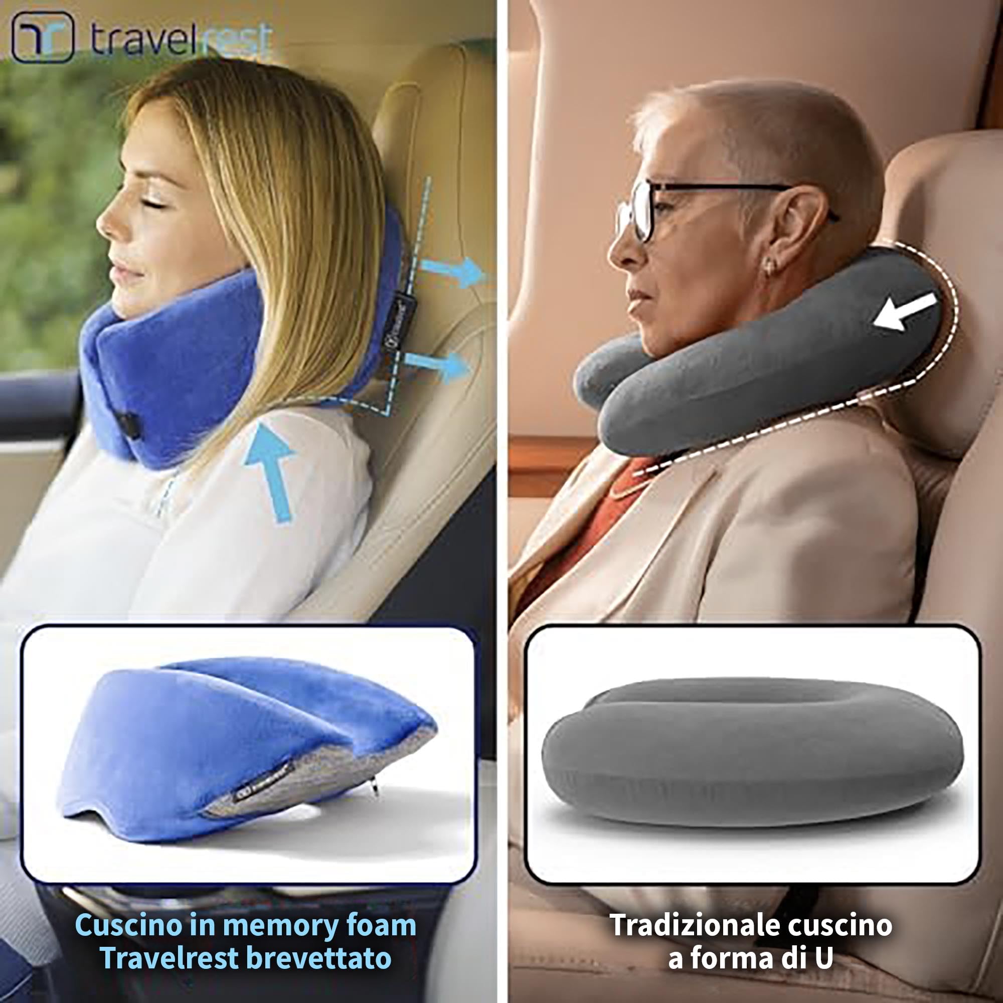 Travelrest Nest Memory Foam Cuscino da viaggio Pieghevole Compatto Rimovibile Lavabile Ergonomico - Votato miglior cuscino da viaggio per 2018-2021 da Wirecutter