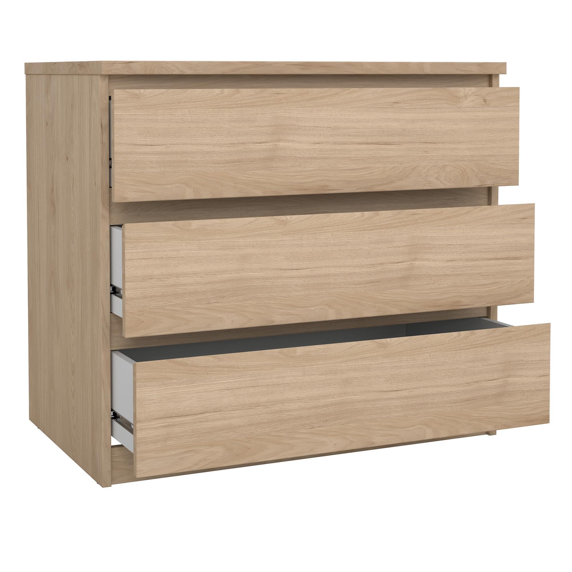 Cómoda, Cajonera Dormitorio SIL Oak con 3 Cajones, Color Jackson Hickory, 77 x 50 x 71 cm
