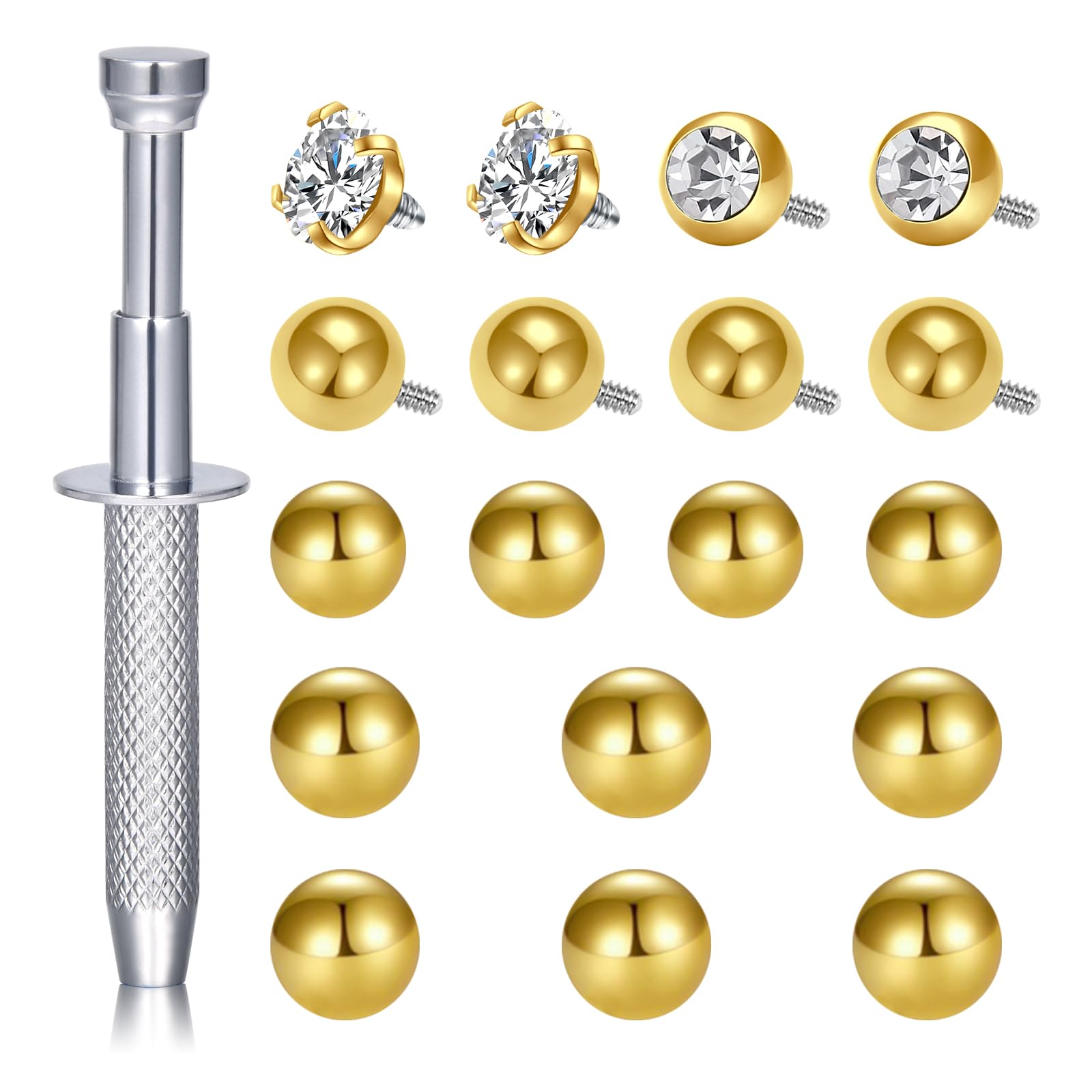 QWALIT Piercing Taper Threadless Insertion Tool - Titanium Labret Pin 16g, 18g, 20g