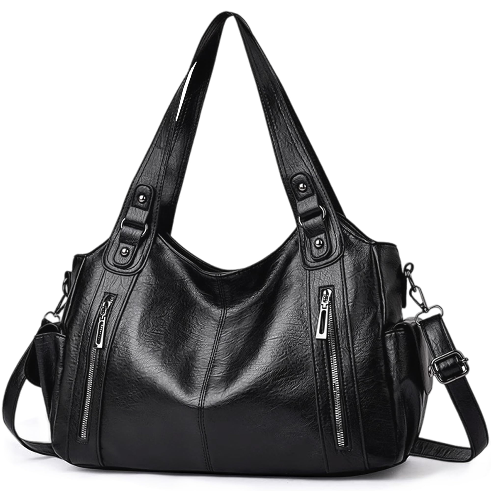 Mabecol Borsa Shopper Donna PU Grande Capacità Elegante Vintage Tote Rigida a Mano e a Spalla con Tracolla Regolabile per Lavoro Ufficio Università Quotidiana