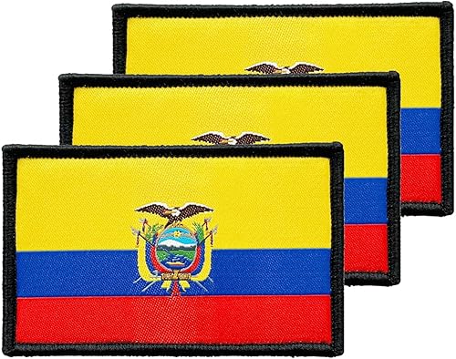 Miniatura 1 de 3 parches de bandera ecuatoriana de 2 x 3 pulgadas, con lazo de gancho bordado táctico para el brazo, parches de bandera de país para mochila,