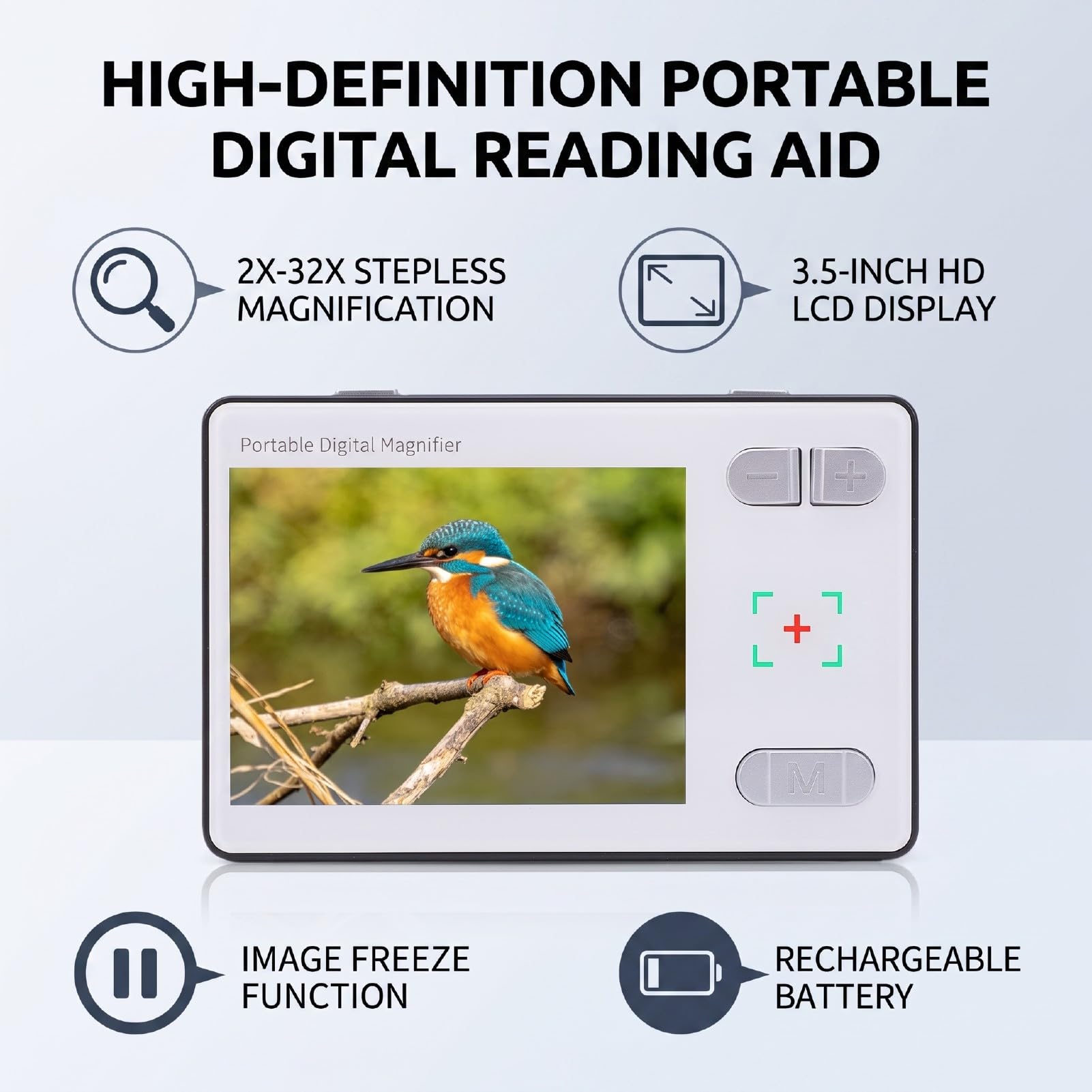 Bewinner Lupa Digital para Lectura con Pantalla de 3,5 Pulgadas y Zoom 2X-32X
