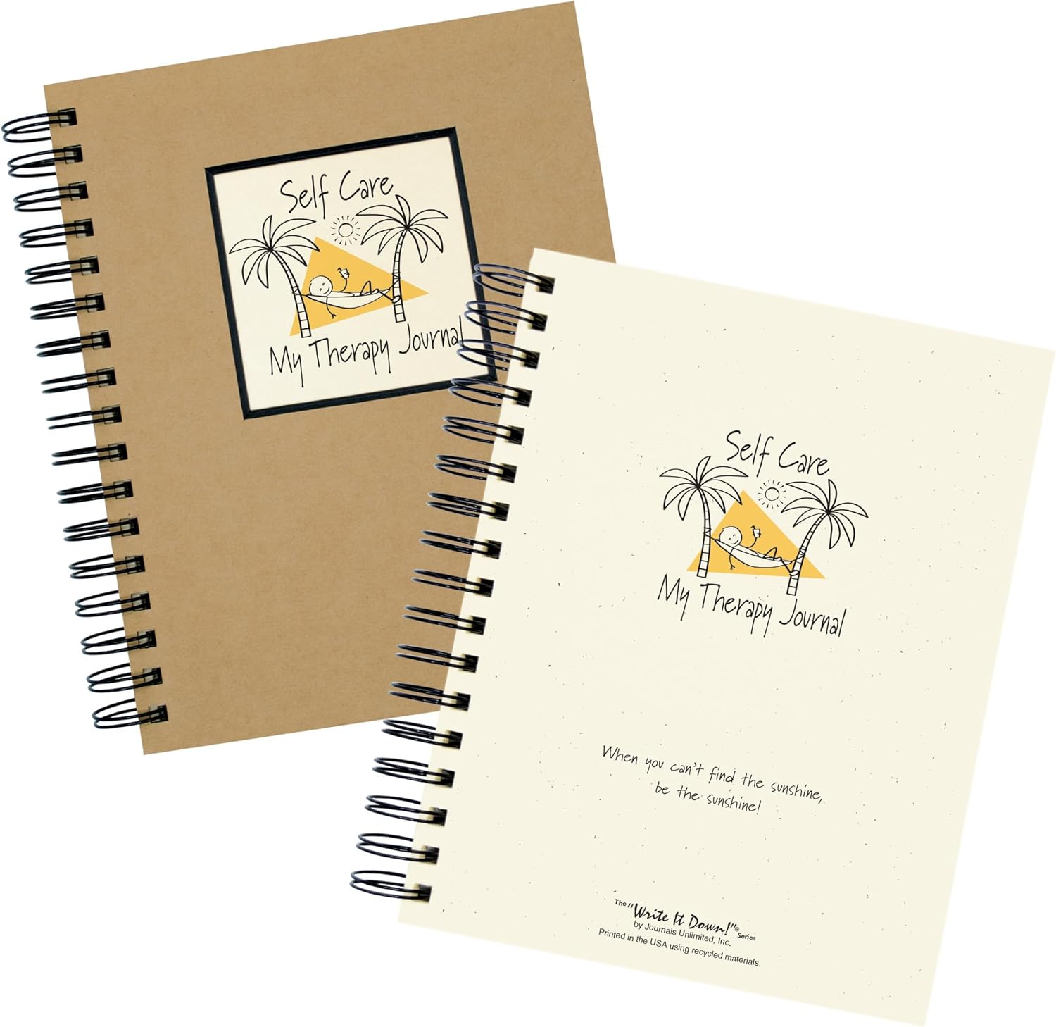 Write it Down series by Journals Unlimited, Guided Journal, Self Care, My Therapy Journal, Full-size 7.5"x9", Kraft Hard Cover, Made in USA