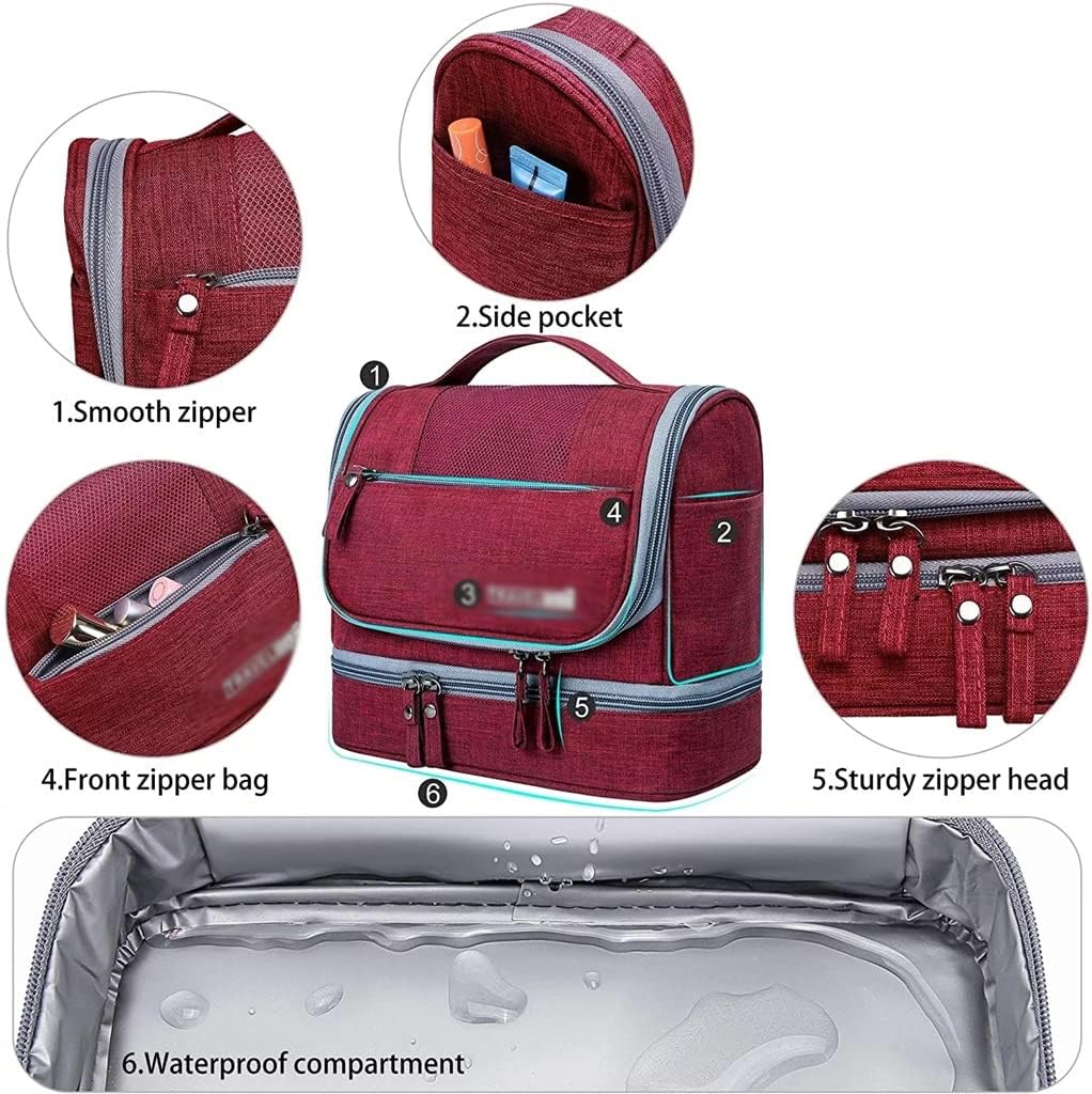 Oxford Toiletry Bag 7.9L Waterproof Hanging Travel Bag Organizer Kit With Heavy-duty Zippers Comestic Storage Bag for Men Women(Gray)