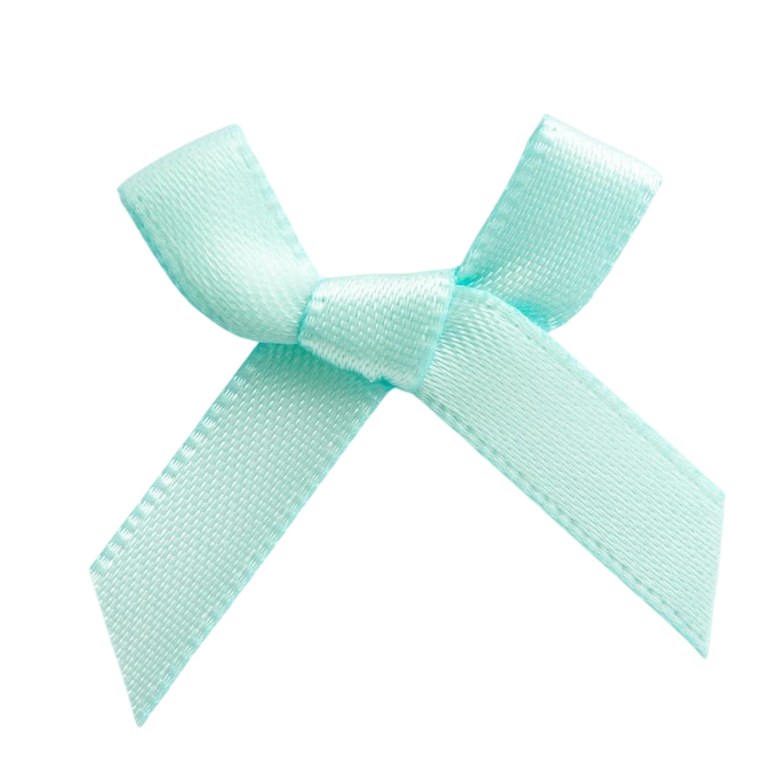 Italian Options Mini Satin Ribbon Bows, Small Bow Decorations for Crafts, Gifts, Hampers, Hair Bow, Wedding Stationery, Floristry, Christmas, Cakes, Crafting, Duck Egg, 100 Pack, 3 cm — image 1