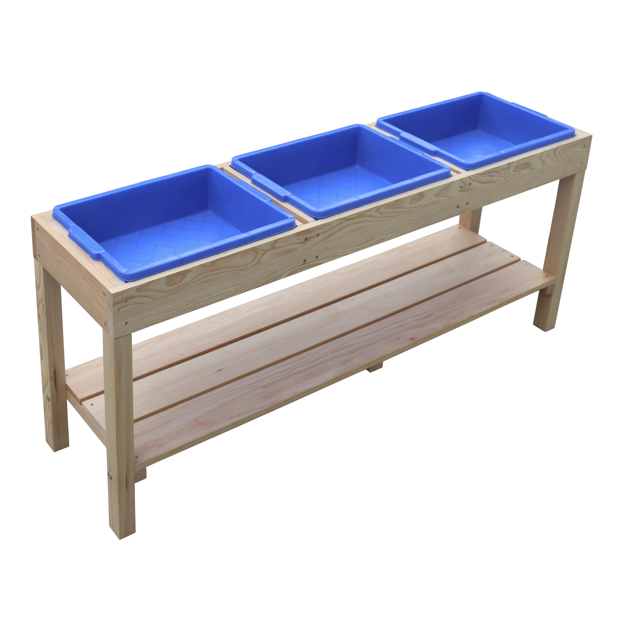 AXI Tavolo Sabbia e Acqua in Legno - Blu | Tavolo da Sabbia con 3 cestini di plastica e ripiano per riporre Gli Oggetti | Tavolo da attivitˆ Multiuso per Bambini, Tavolo da Fango