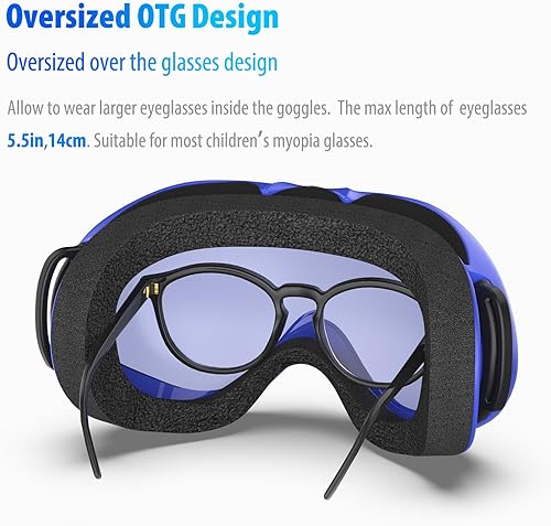Miniatura 6 de ZABERT Gafas de esquí para niños grandes de 6 a 14 años de edad, jóvenes, OTG de gran tamaño