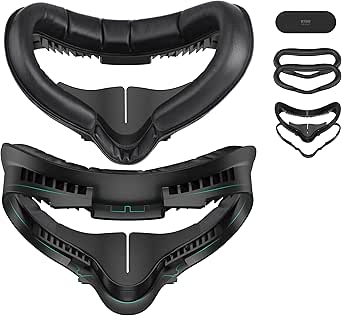 KIWI design Upgraded Face Cushion Fitness Accessories Compatible with Quest 2, with Facial Interface Leather Pad 2, Cloth Sports Pad, Glasses Spacer, and Lens Protector, Air-Circulation Design
