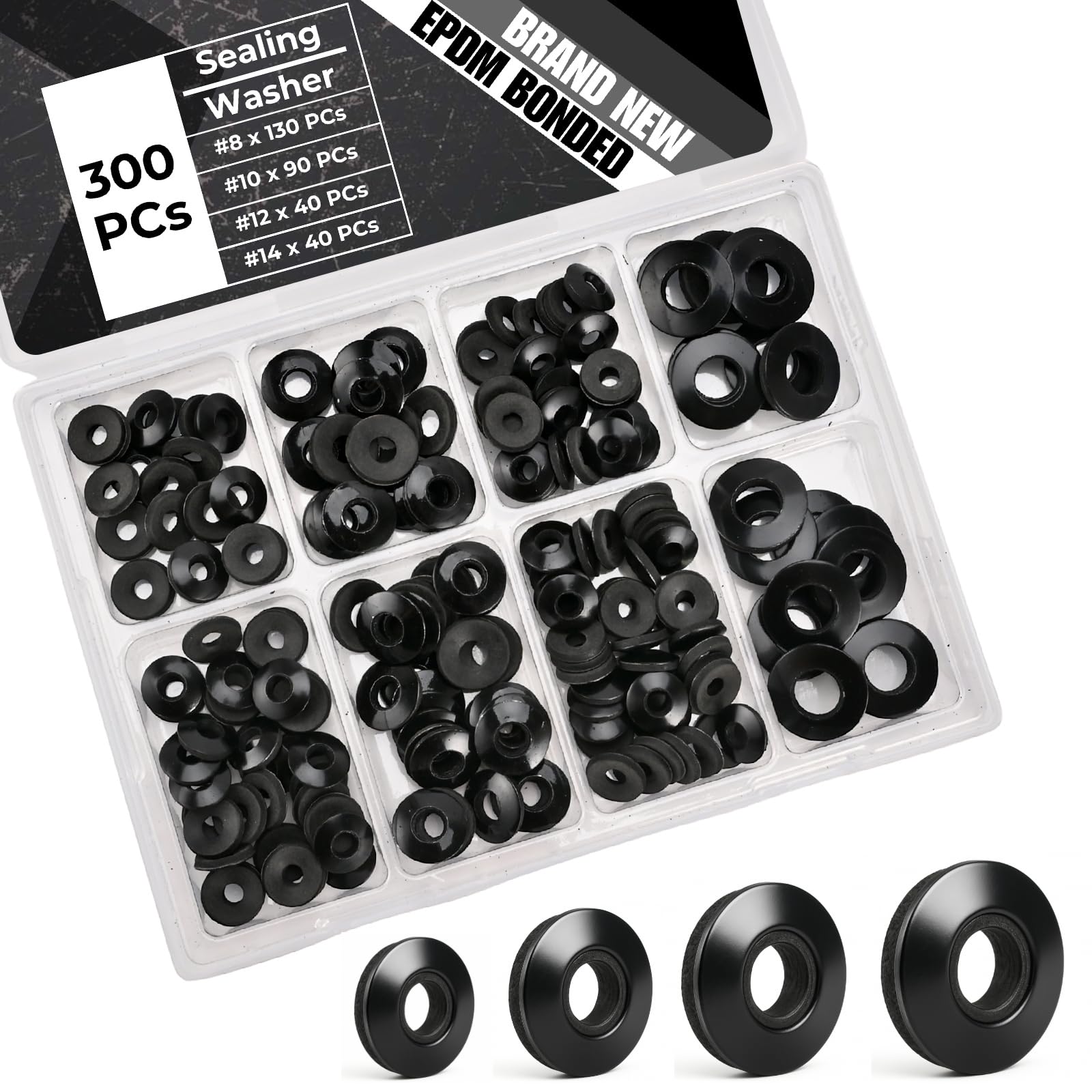 EPDM Washers for #8 Screws - Stainless Steel Backed -12 EPDM Washers for #8 Screws - Stainless Steel Backed -12