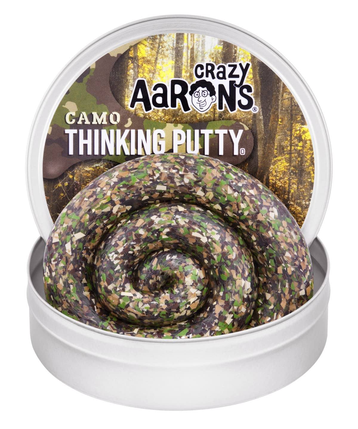 Crazy Aaron'sThinking Putty® - Camo Trendsetter - Camouflage Putty for Kids and Adults in a 4" Tin - Creative and Endless Fun, Stress Relief Therapy Toys, Never Dries Out - Made in USA