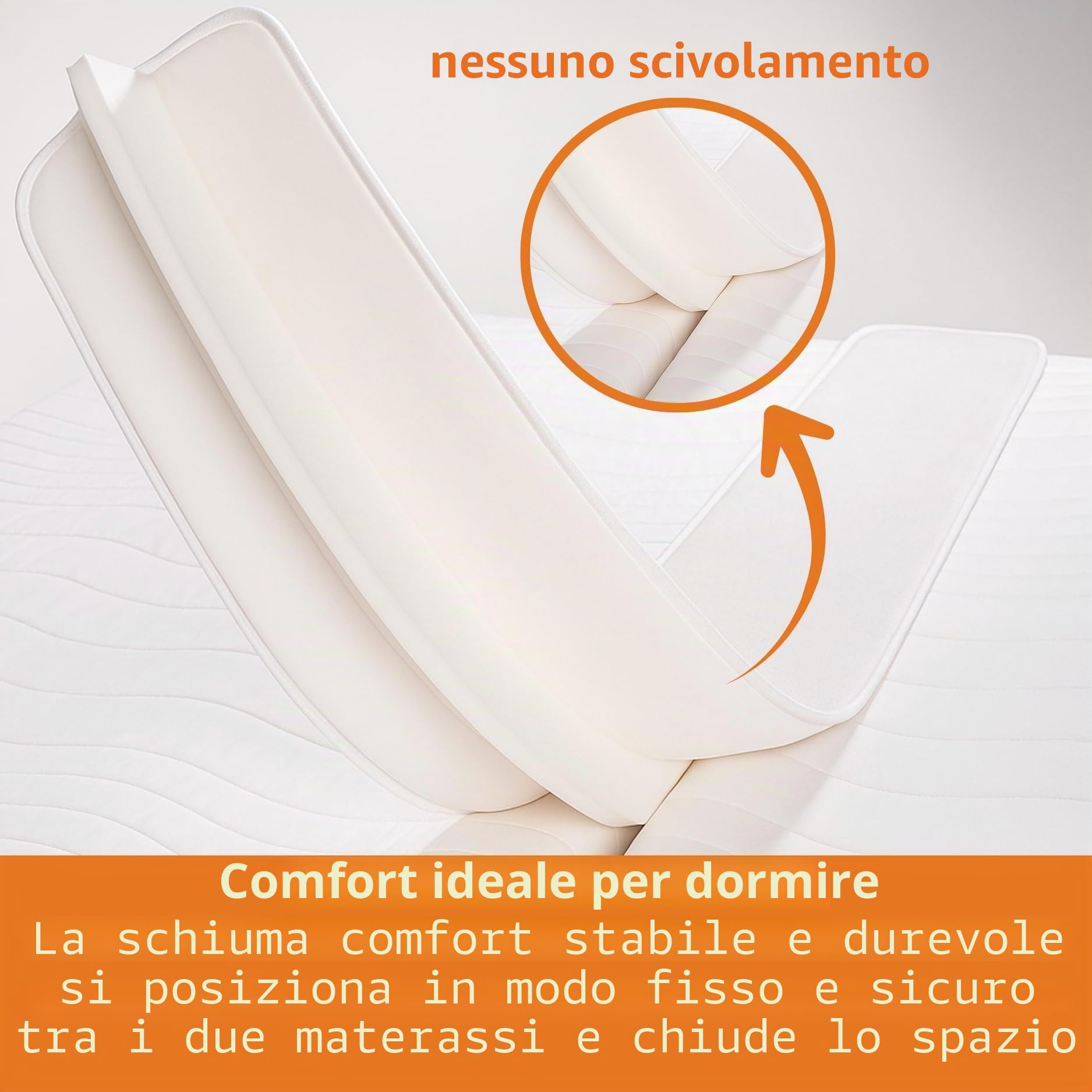 sleepling 191112-P - Ponte per materassi, supporto unisci materassi, per letto matrimoniale, made in EU, per tutti i materassi, 25 x 200 cm, colore bianco