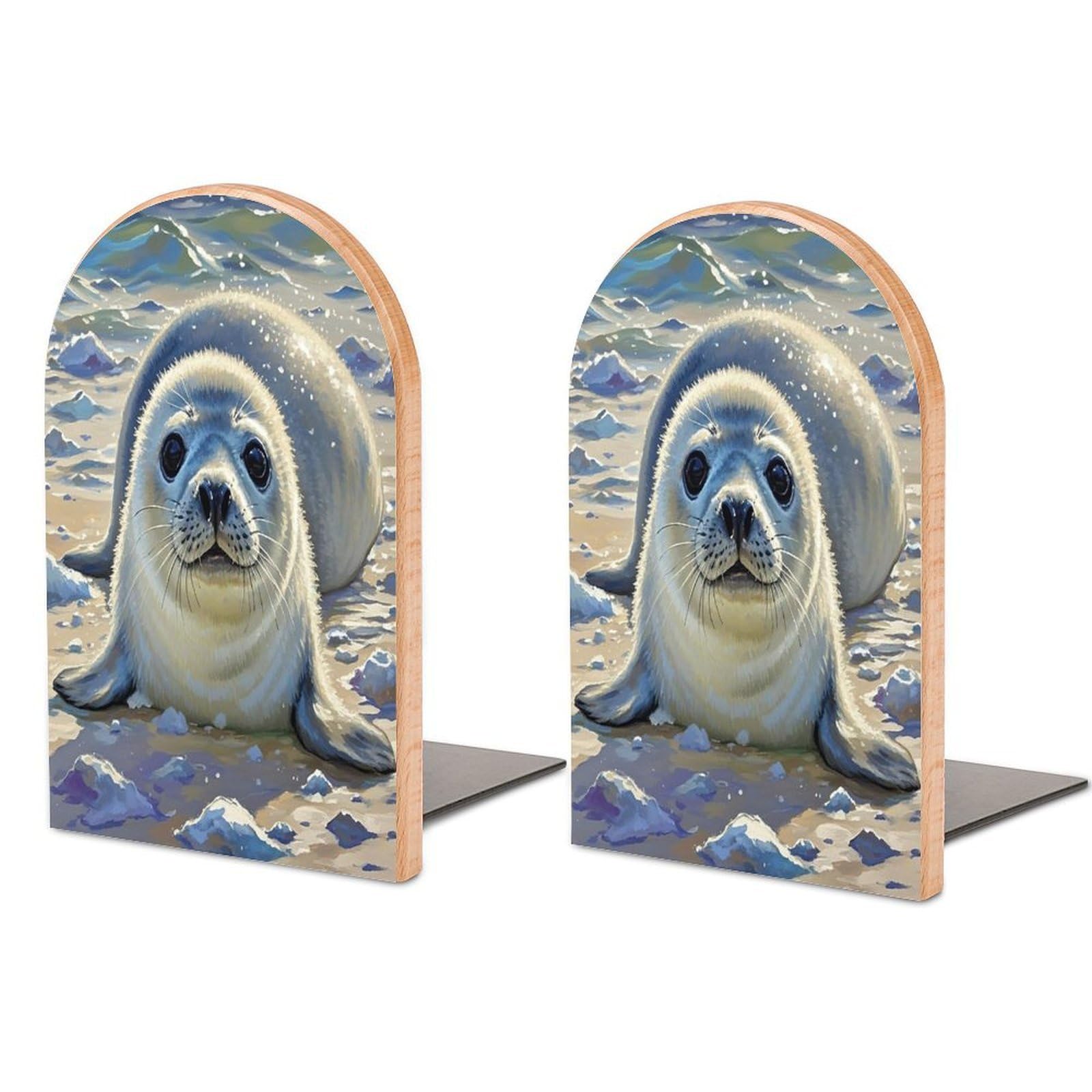 Sujetalibros de pintura con diseño de arpa único soporte resistente de madera decorativo