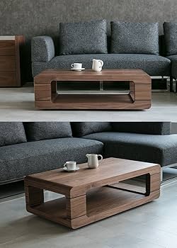 Amazon.co.jp: lushroom センターテーブル ブラウン 茶色 モダン