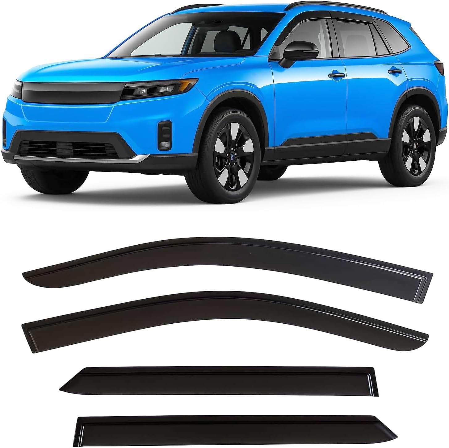 2024-2026 Tape-On Rain Guards for Honda Prologue Side Window Visor Deflectors EX Touring Elite Tinted Vent Shade Protectors 2025