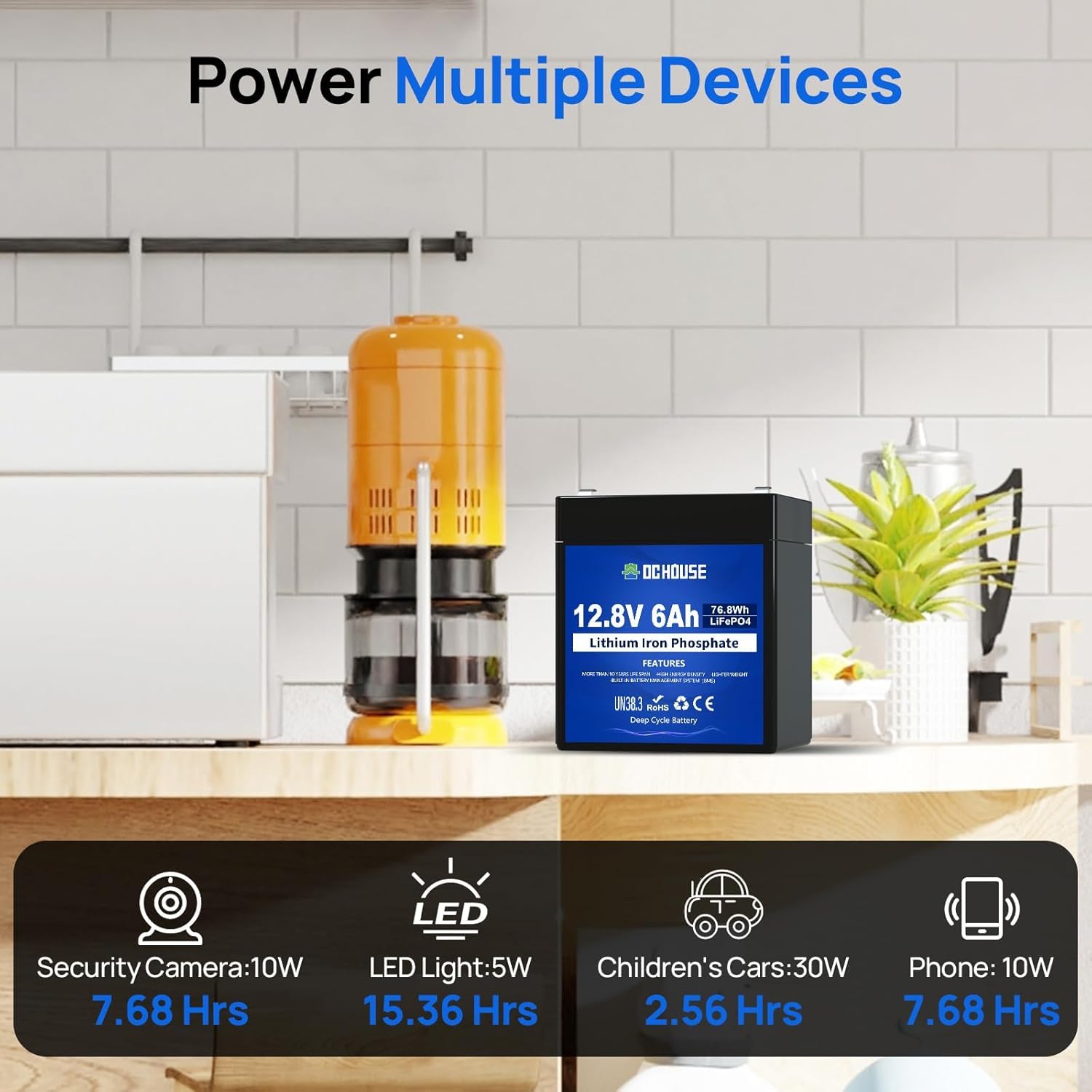 DCHOUSE Batteria Litio 12V 6Ah Mini 2PCS, Max.15000 Cicli e Con Protezione BMS, Batteria LiFePo4 12V Per UPS, Ecoscandaglio, Passeggino, Pannello Solare