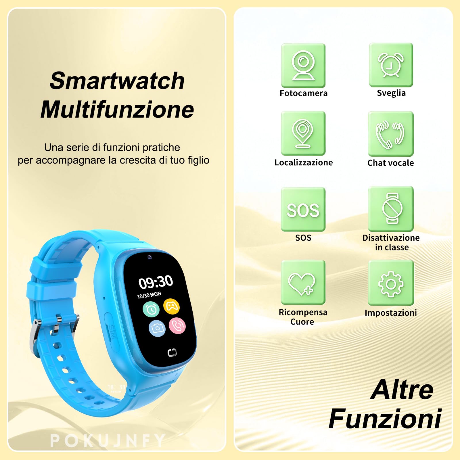 Smartwatch Bambini GPS Telefonate Chat SOS Contatti Sveglia